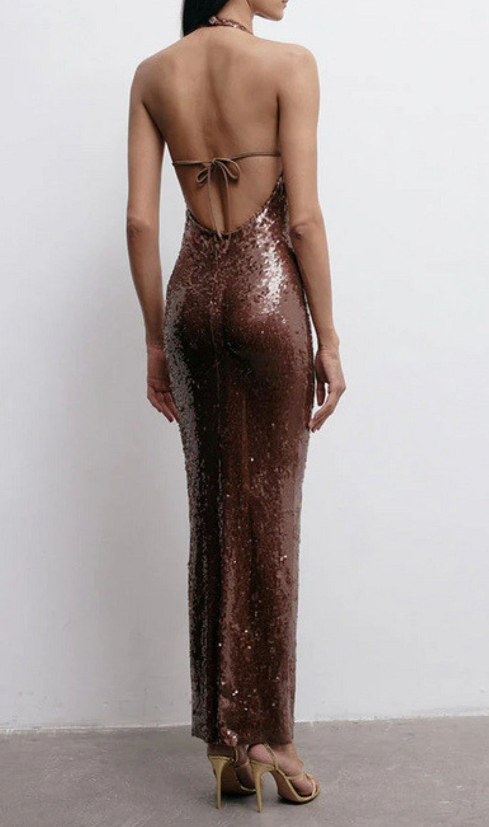 Fathia Halter Backless Sequin Maxi Dress