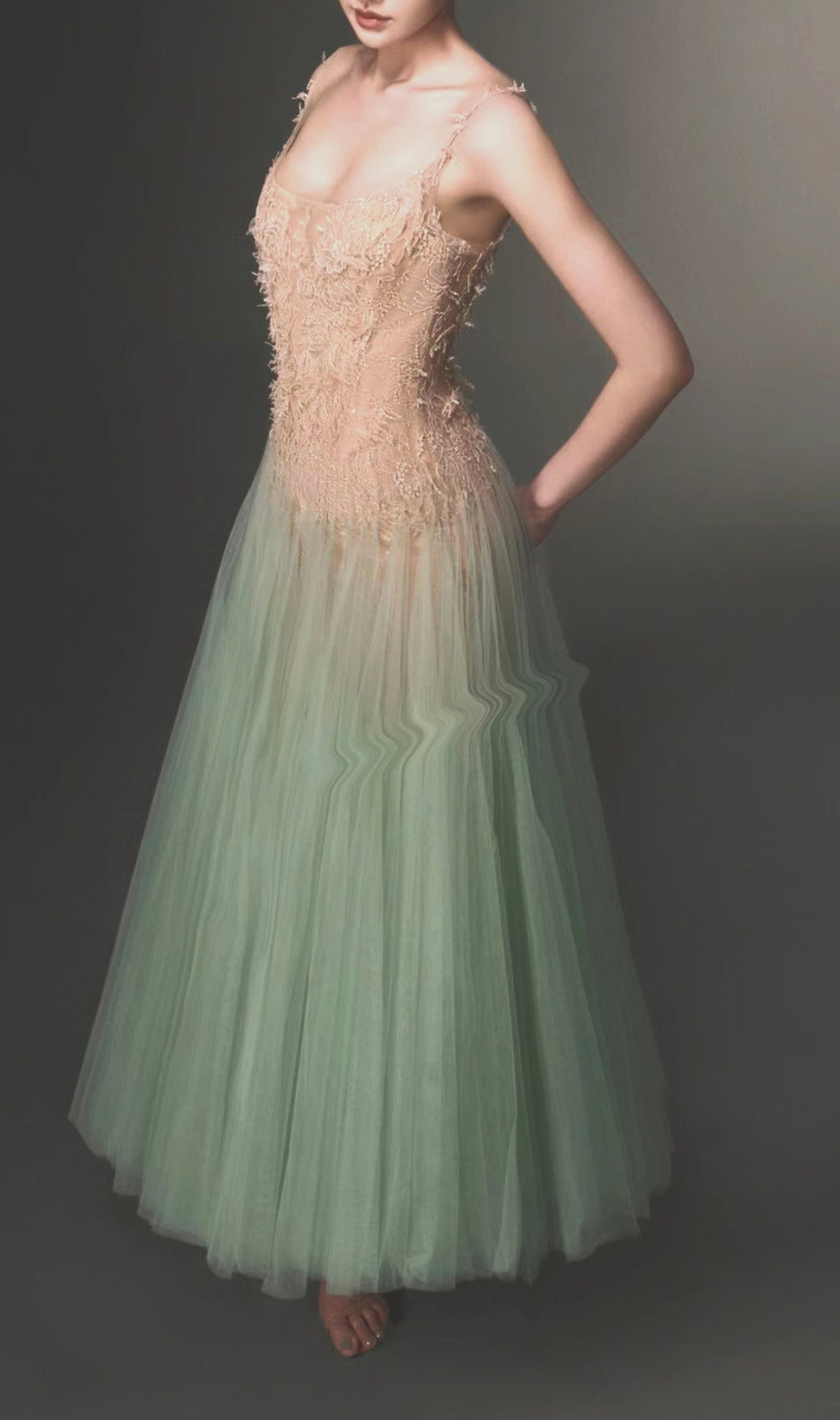 Csenge Lace Mesh Patchwork Maxi Dress