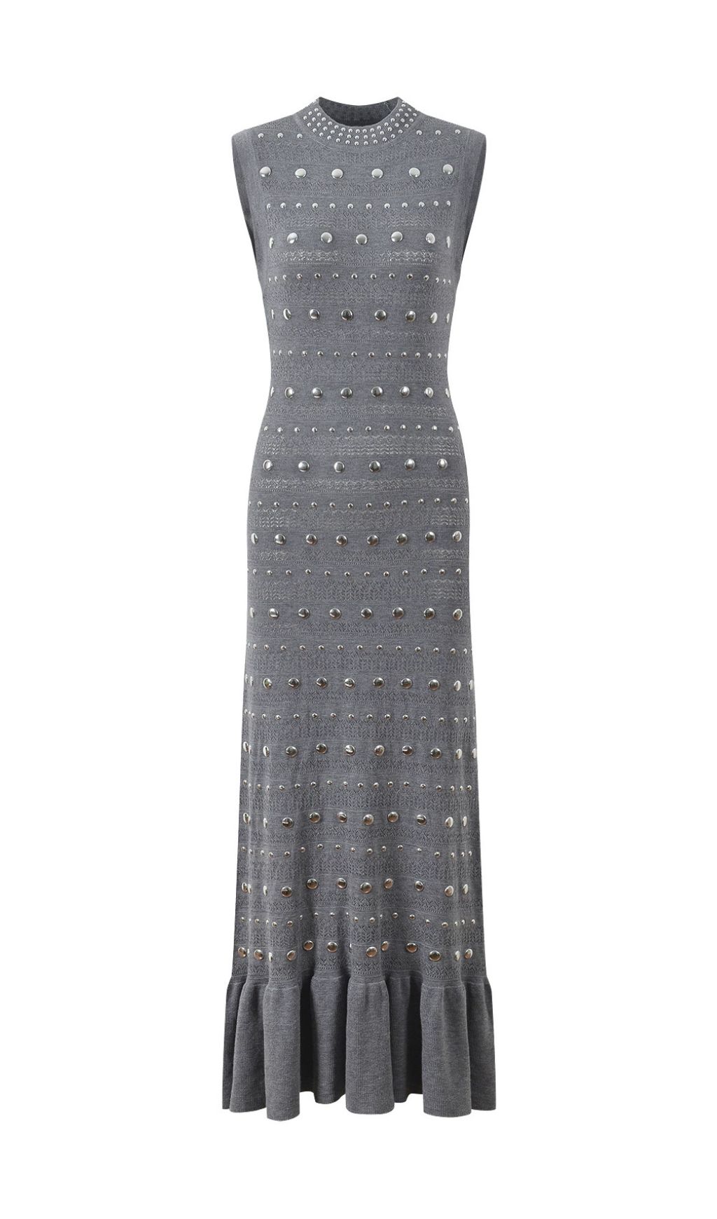 Venus Embellished Pointelle Knit Maxi Dress - Chic Grey