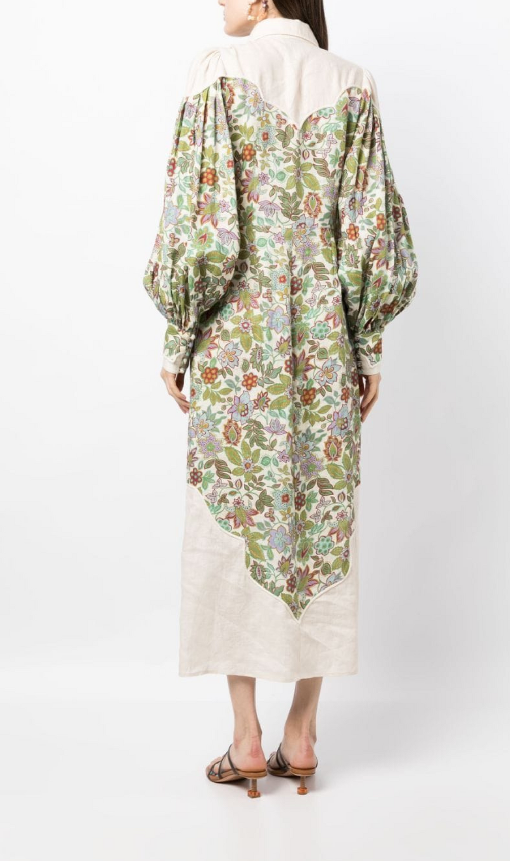 Alyson Floral Puff Sleeve Midi Dress