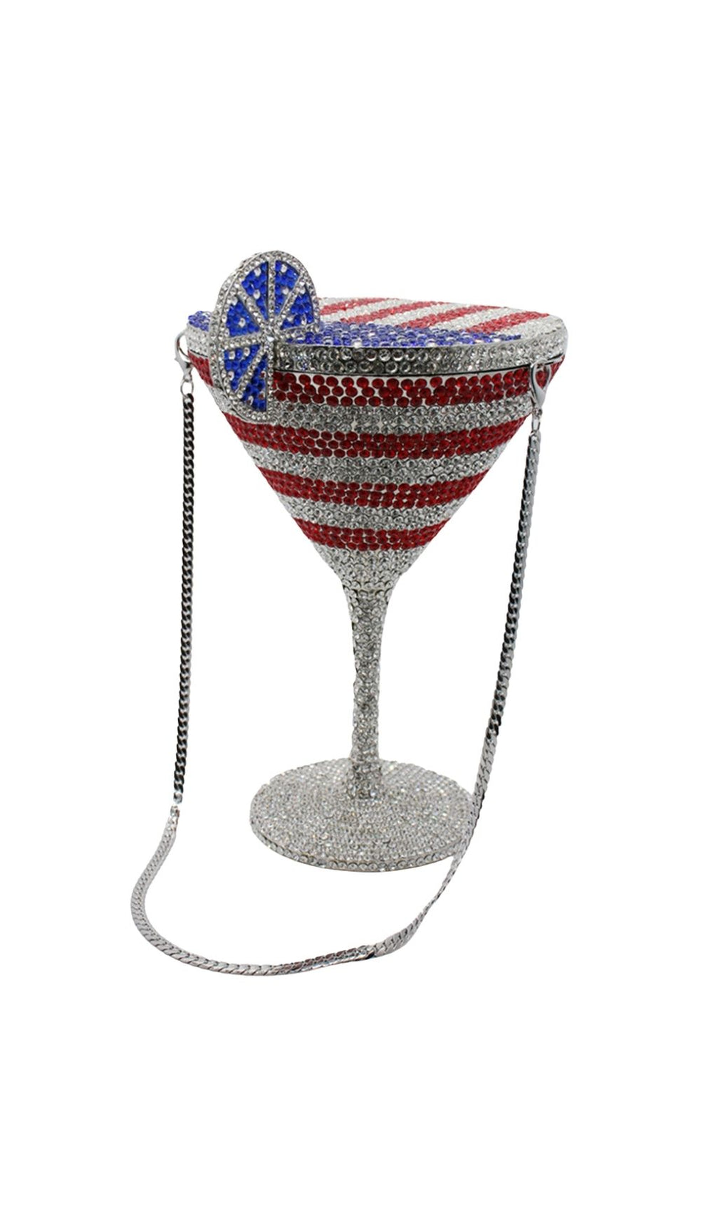 Garin Dazzling American Flag Rhinestone Martini Clutch Bag