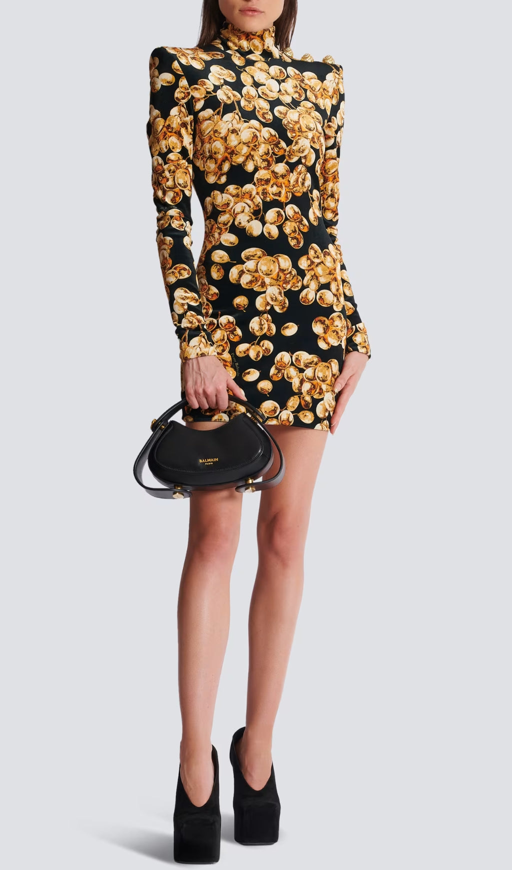 Coretta Grape Print Velvet Mini Dress