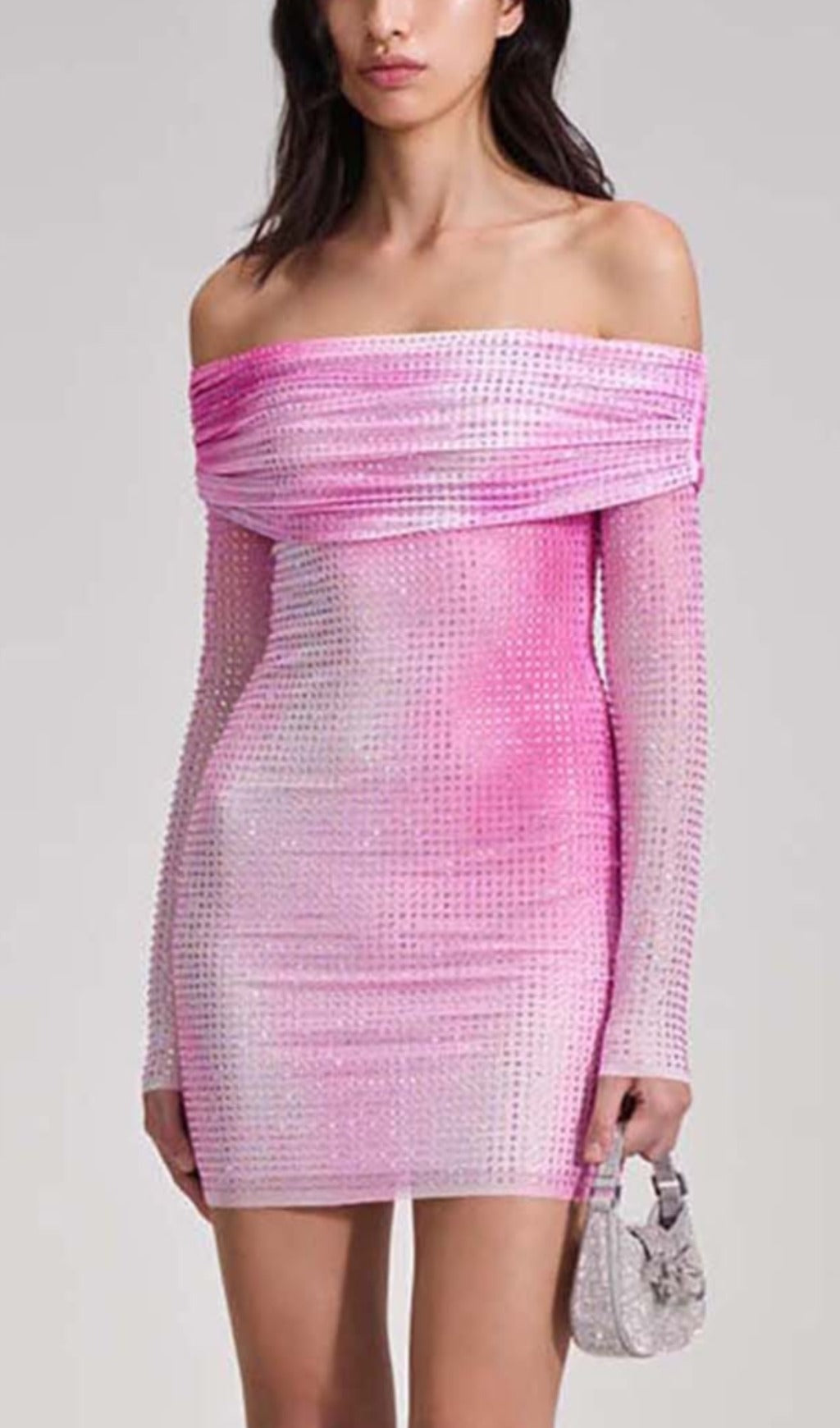 Strapless Crystal-Embellished Mini Dress In Pink