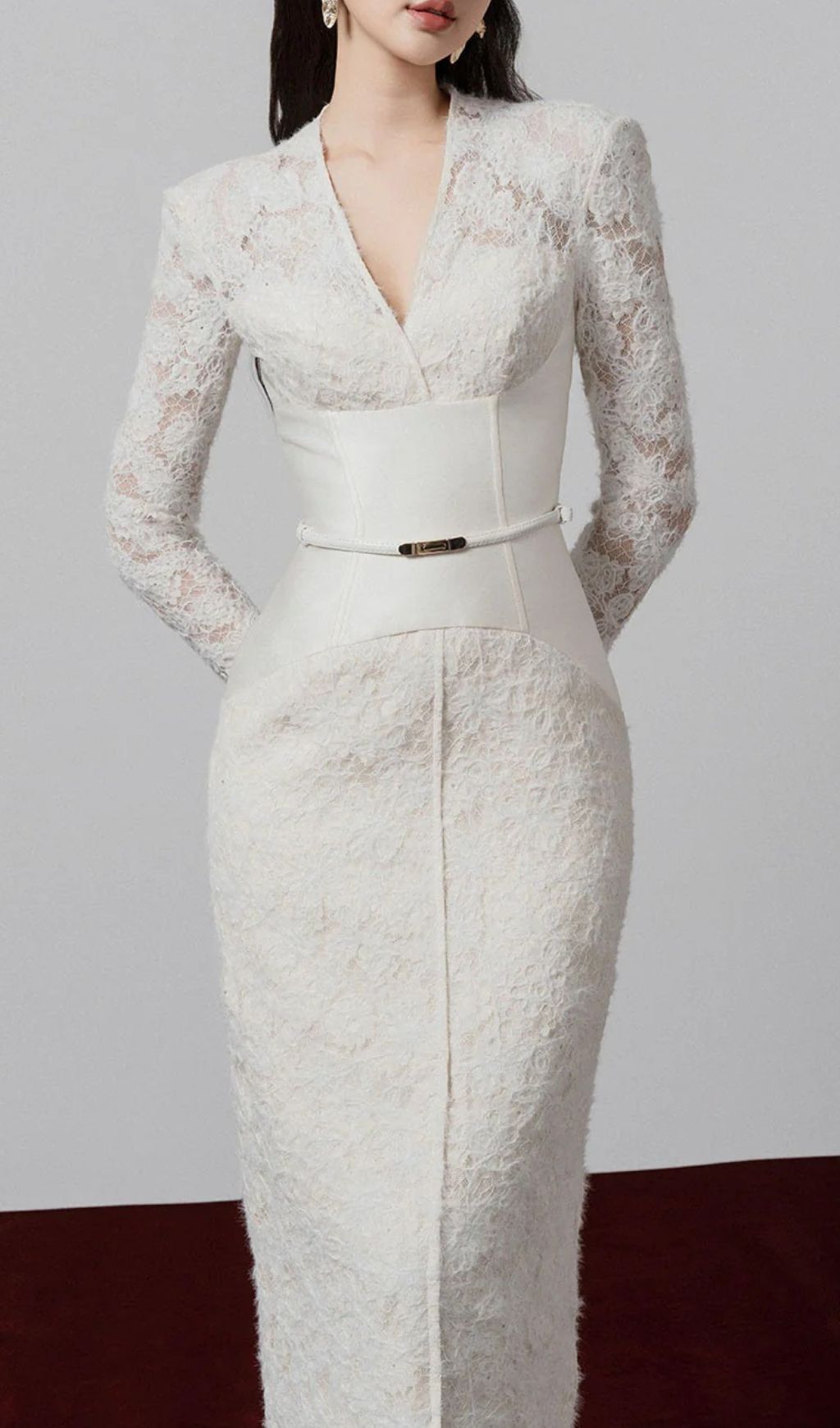 Gaia V-Neck Lace Midi Sheath Dress - Elegant & Versatile for Women