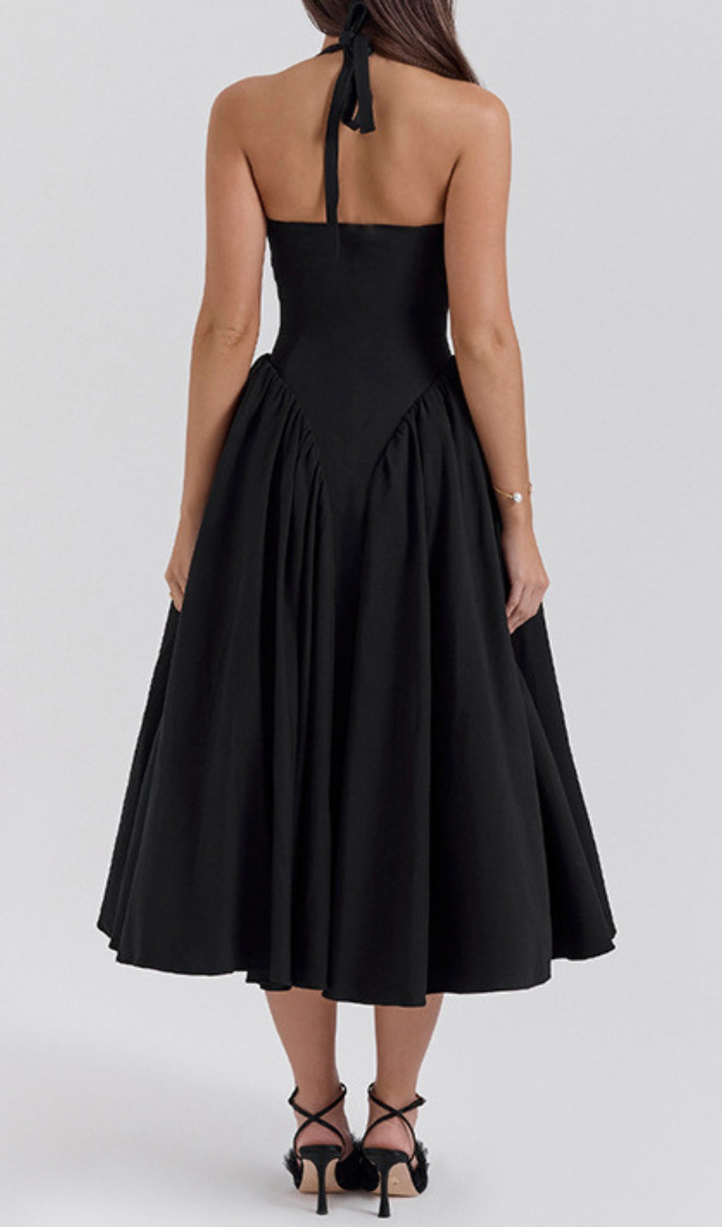 Dierdra Black Halter Midi Dress