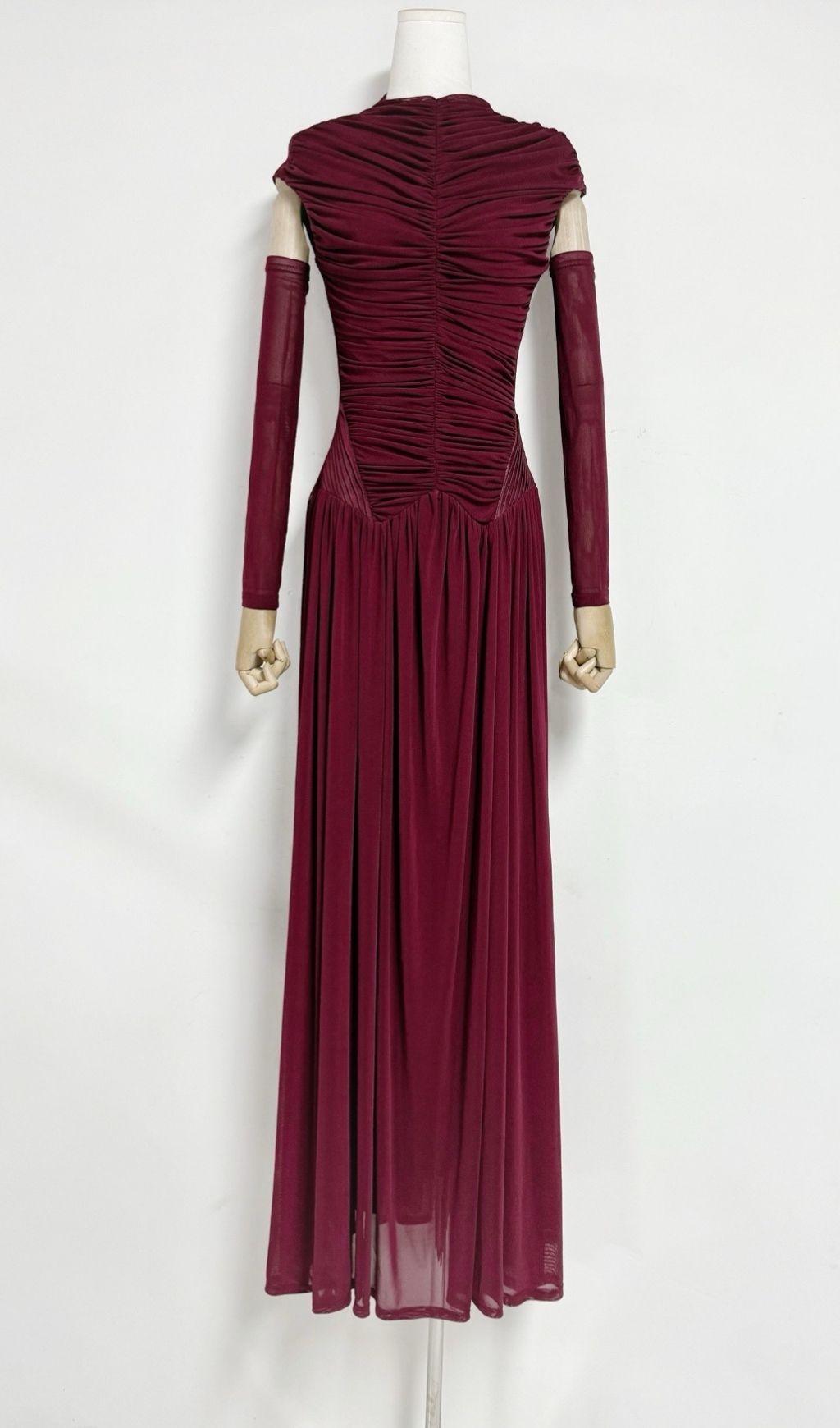 Kiele Elegant Wine Ruched Maxi Dress | Sophisticated Evening Gown