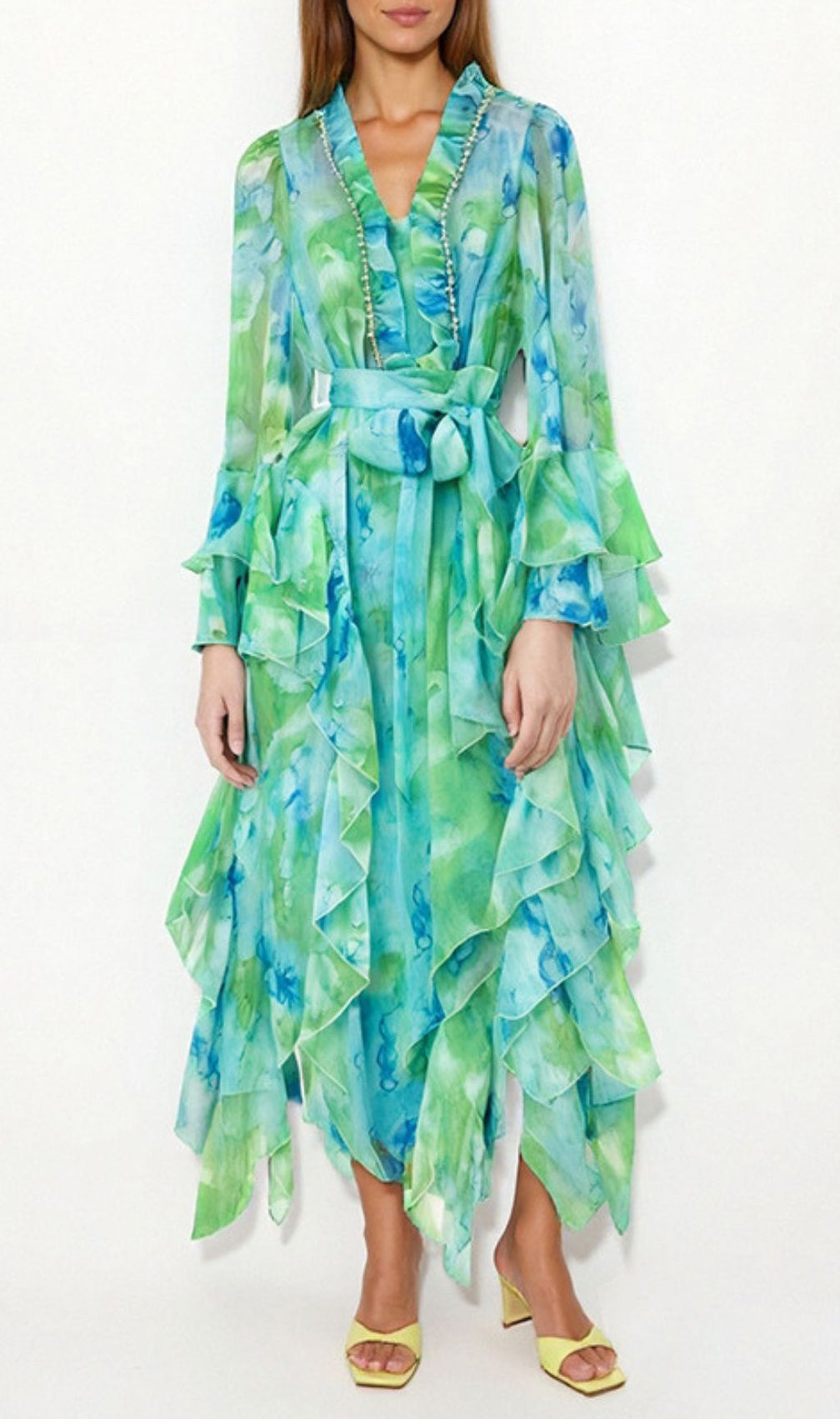 Gillian Printed Long Sleeve Maxi Dress