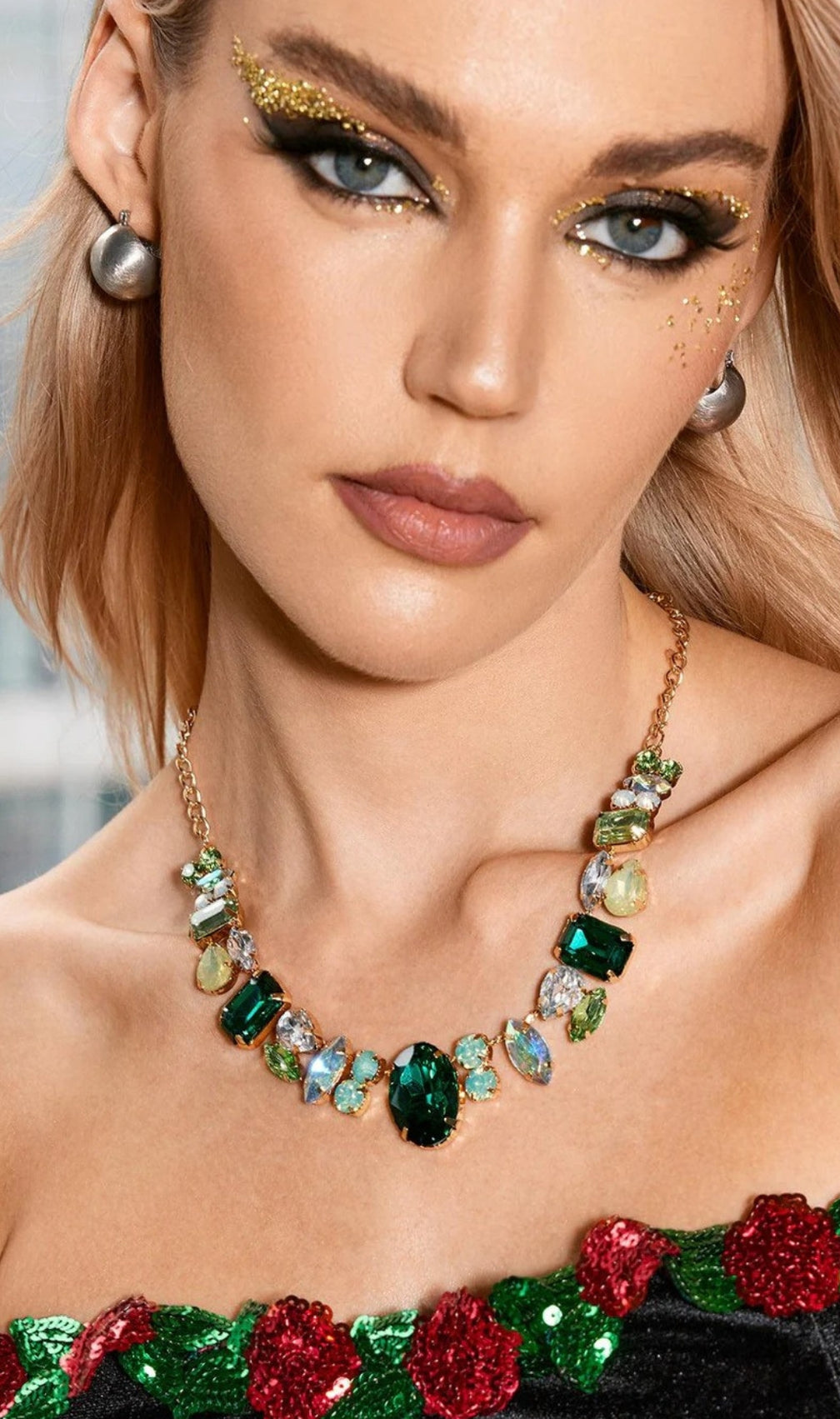Craco Crystal Embellished Necklace In Green