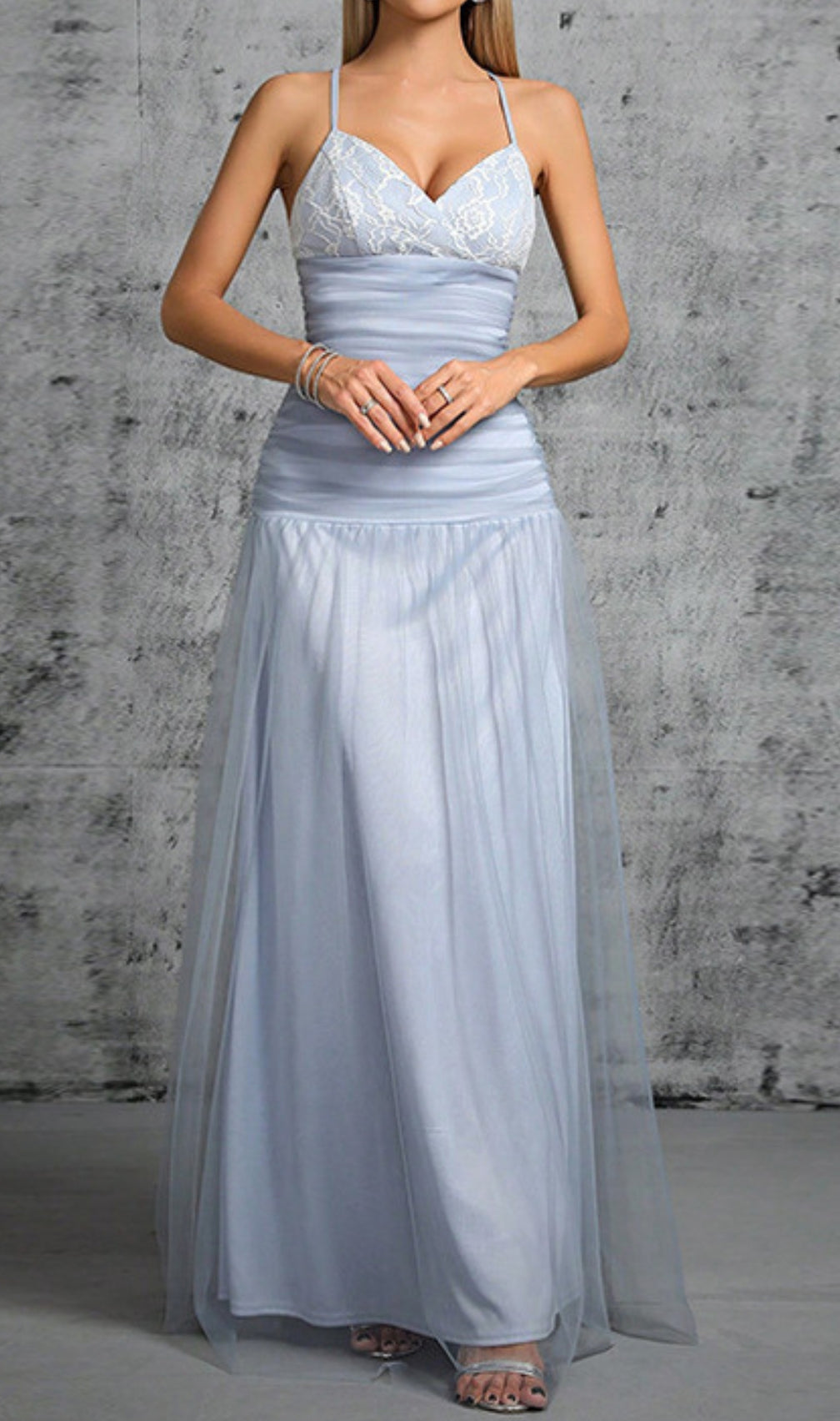 Doman Strappy Mesh Maxi Dress
