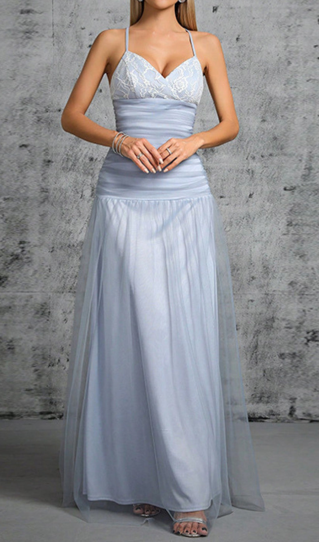 Doman Strappy Mesh Maxi Dress