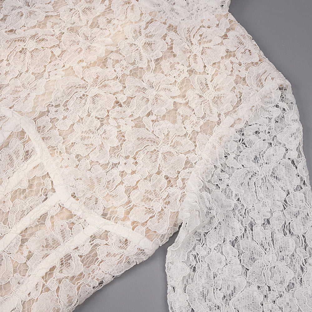 Isolde White Floral Lace Corset Maxi Dress - Ethereal Elegance for Weddings & Galas