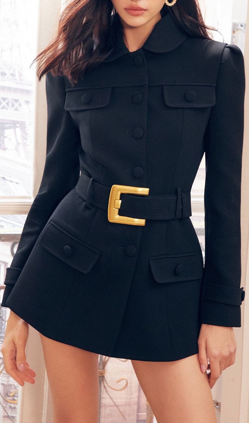 Jadran Power Peplum Blazer | Rich Burgundy Tailored Jacket with Gold Buckle