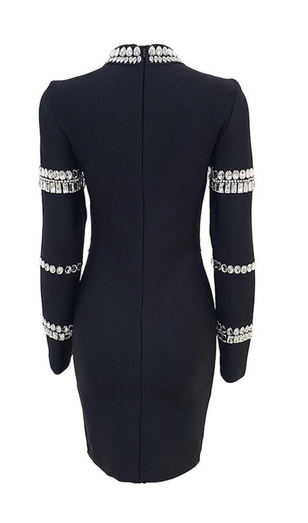 Silver Stones Long Sleeve Mini Dress In Black