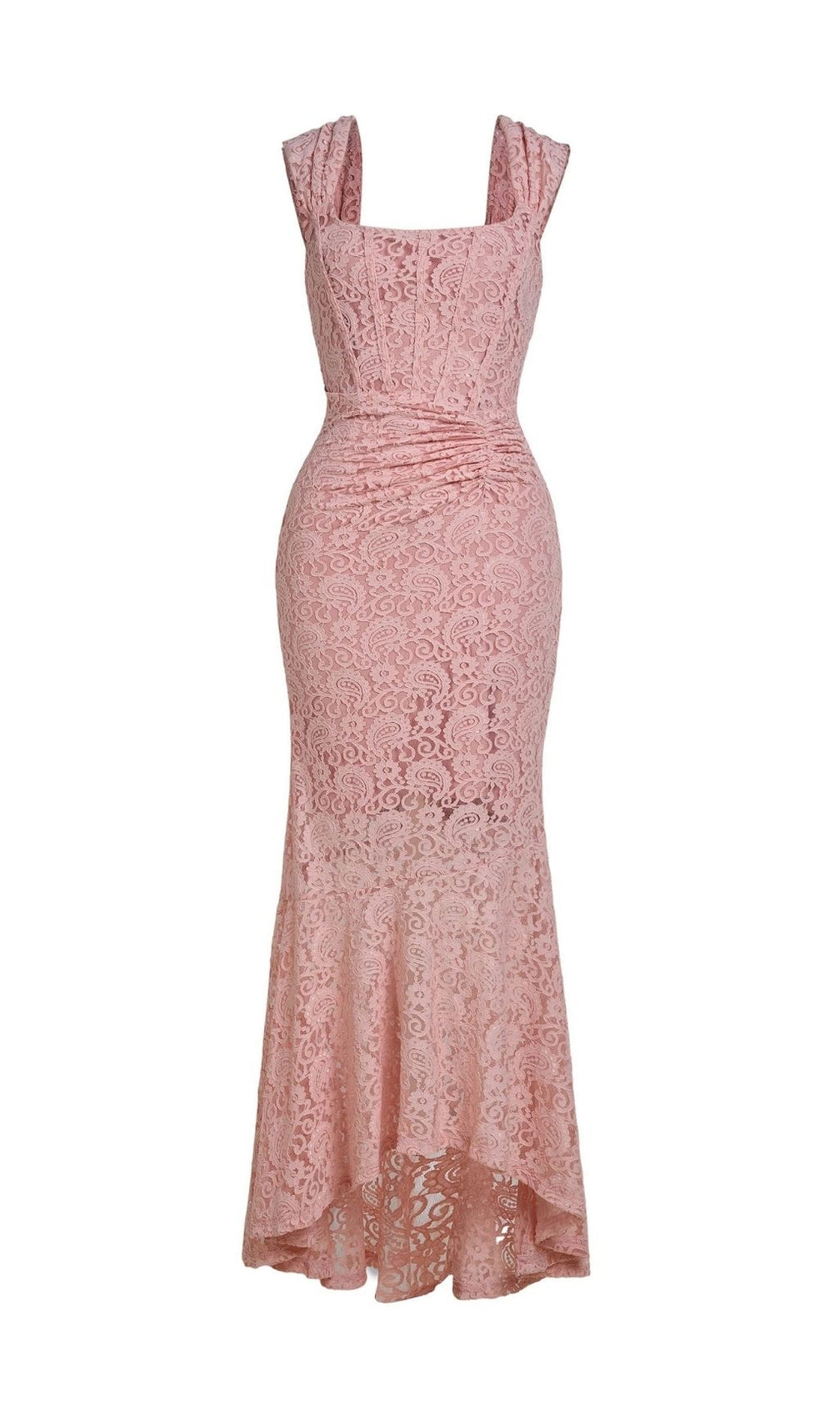 Vivien Lace Gathering Maxi Dress - Pink