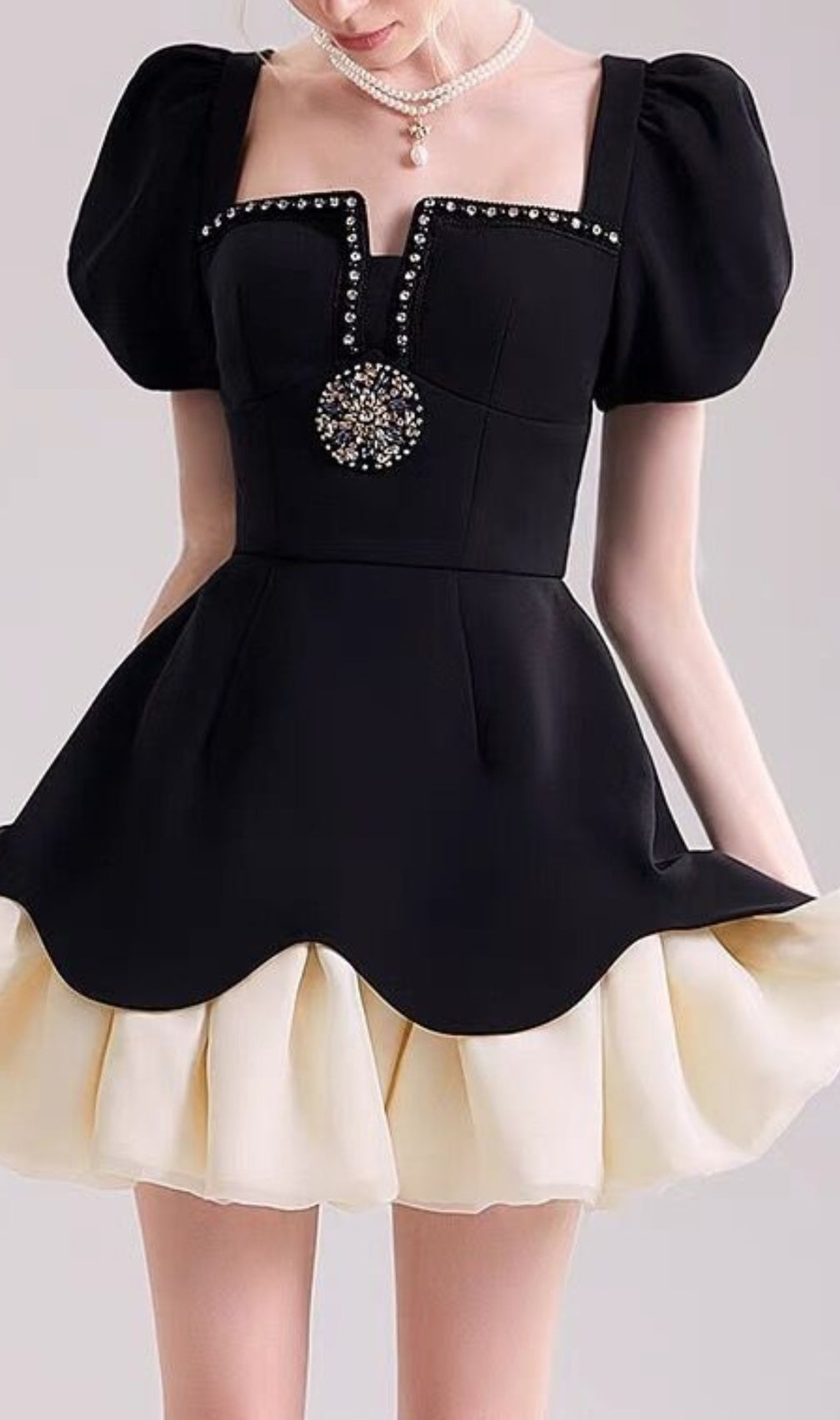 Cayla Black Puff Sleeve Mini Dress