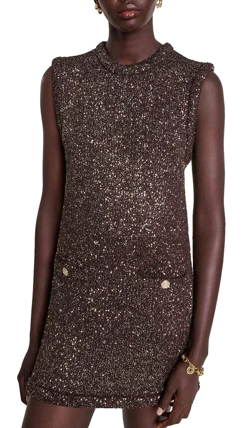 Raillette Sequined Knit Mini Dress