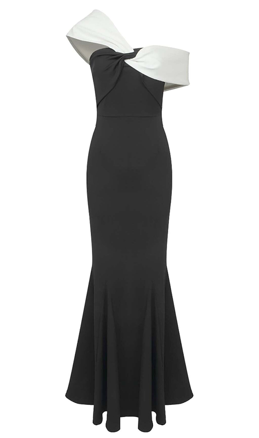 Asymmetric Off-The-Shoulder Maxi Dress In Black