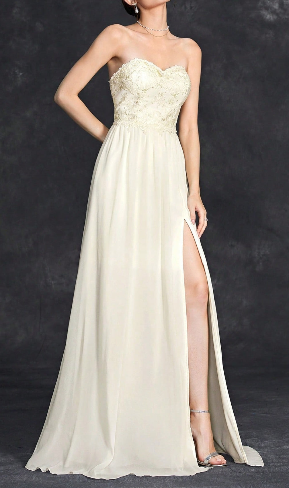 Demia Strapless Flower Maxi Dress