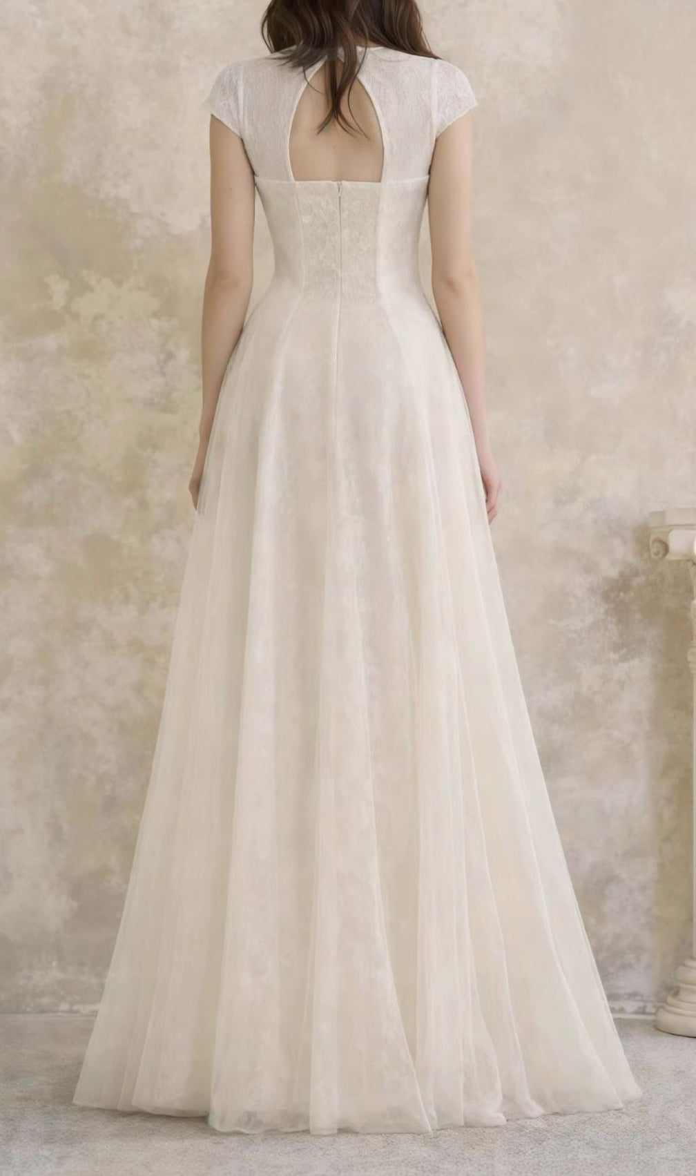 Kelsey Ethereal Cream V-Neck Mesh Maxi Dress