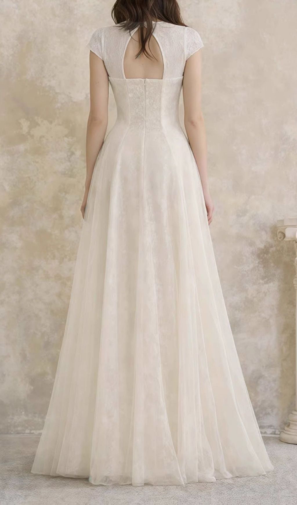 Kelsey Ethereal Cream V-Neck Mesh Maxi Dress