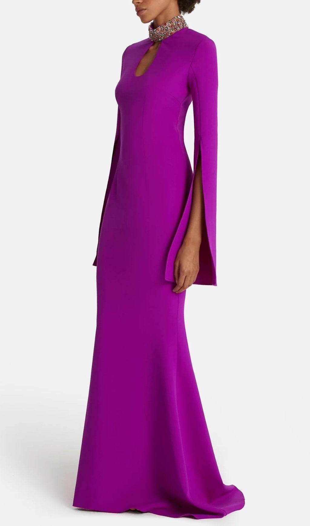 Ellema Purple Long Sleeve Embellished Maxi Dress