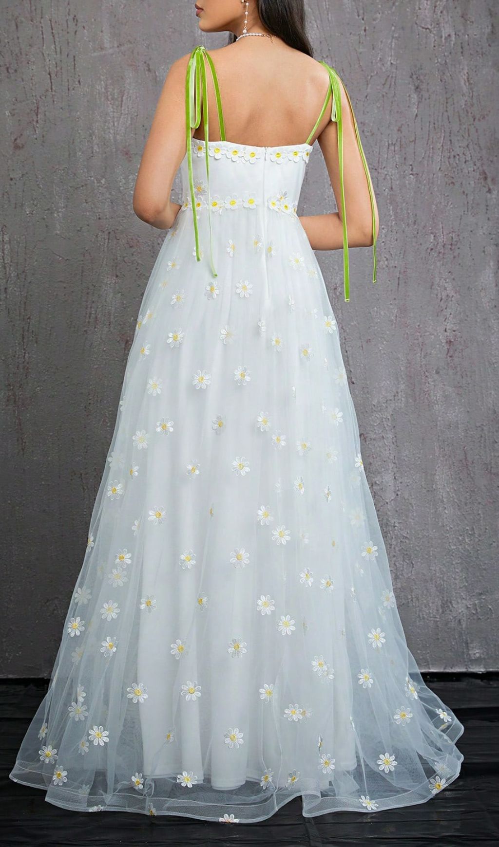 Hisayo White Flower Embellished Maxi Dress