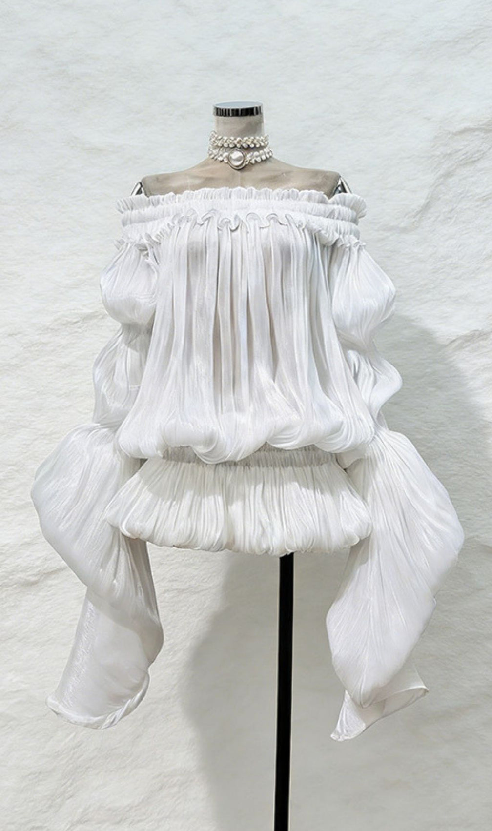 Kalolina Ethereal Off-Shoulder Ruffle Chiffon Mini Dress