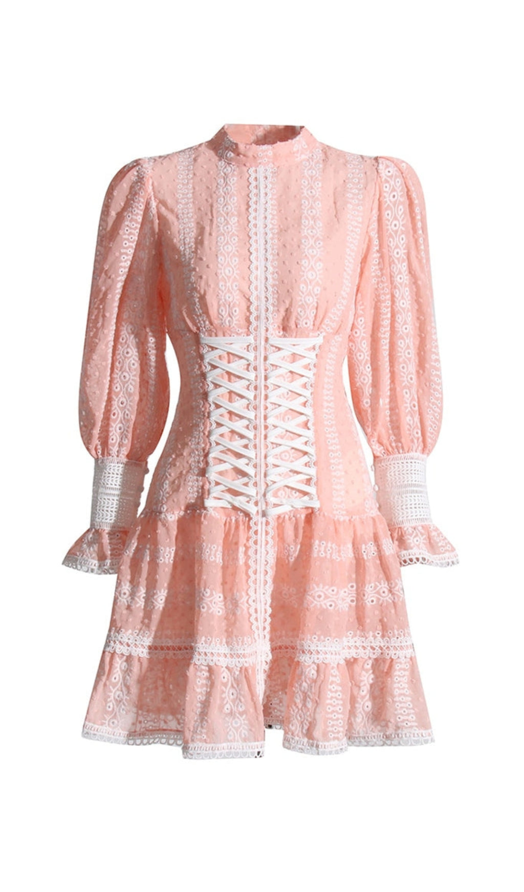Flouncy Ruffles Short Corset Dress In Pink