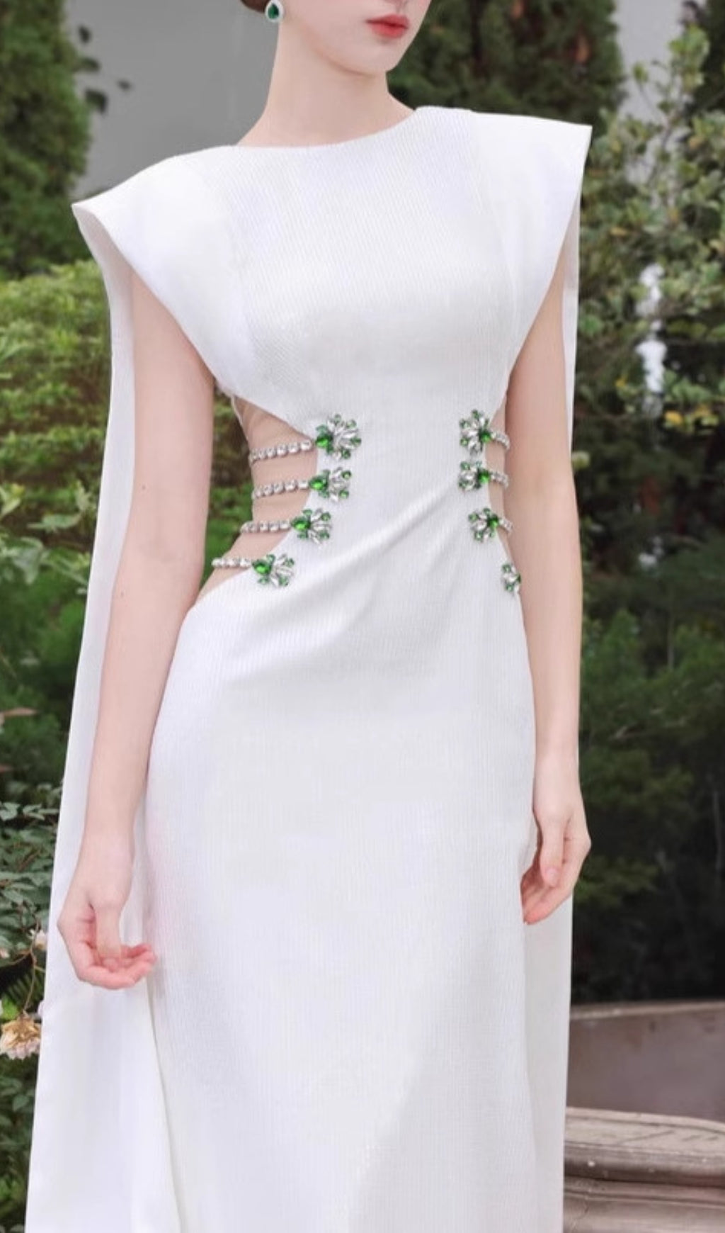 Chenoa White Cutout Diamond Bandage Maxi Dress