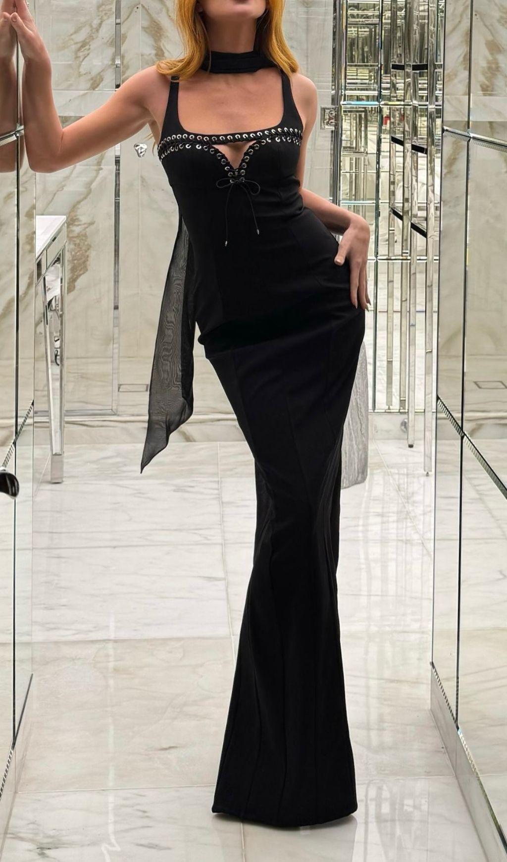 Faustine Black Diamond Maxi Dress