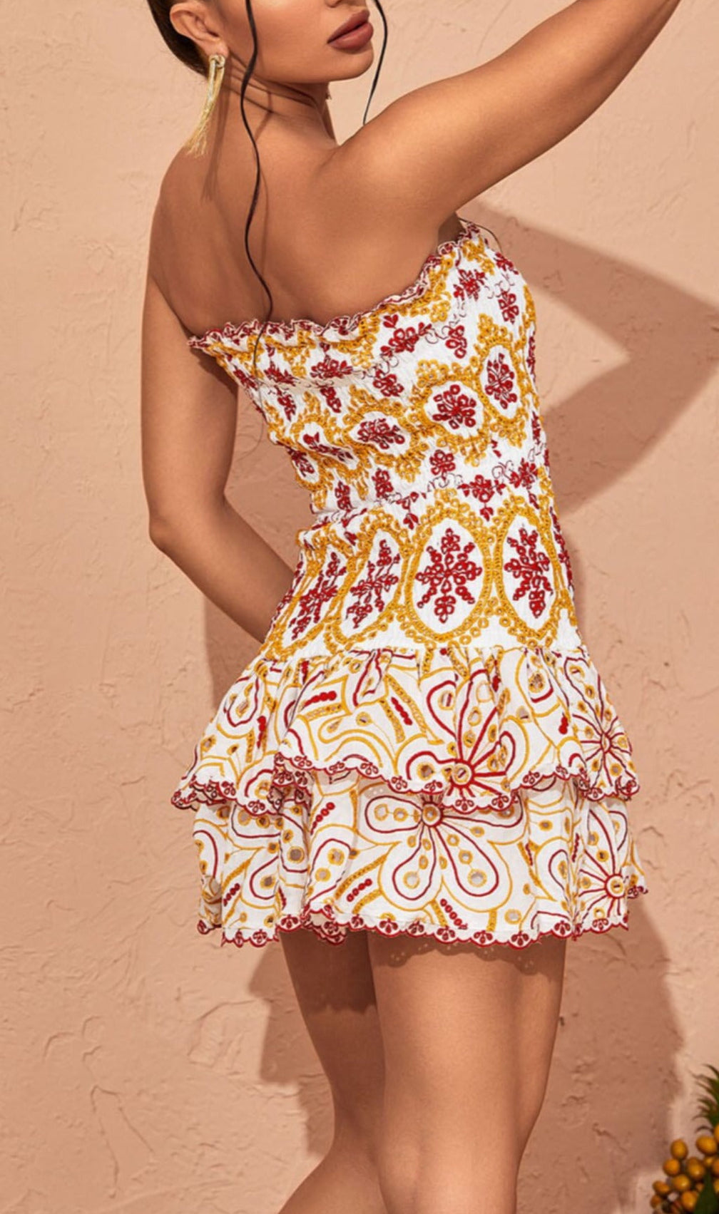 Strapless Ruffle Mini Dress