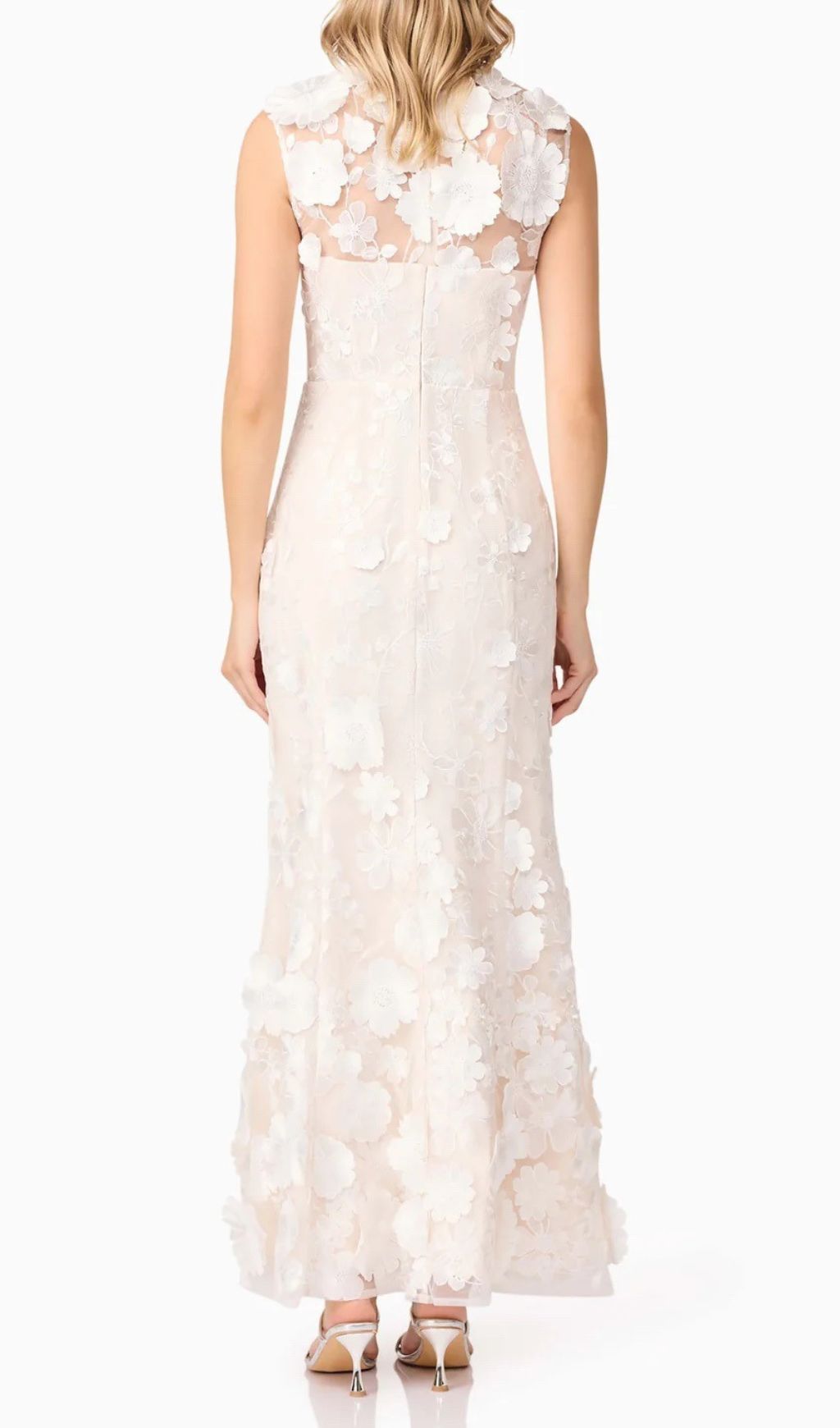 Enora White Flower Embroidery Maxi Dress
