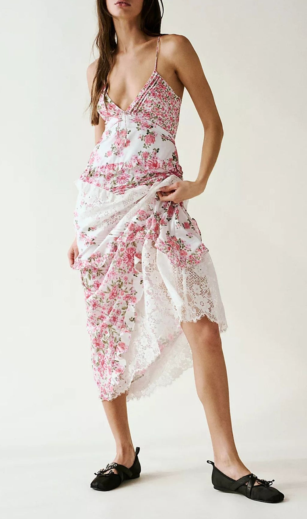 Georgia Romantic Pink Floral Lace V-Neck Maxi Dress | Spring & Summer Elegance