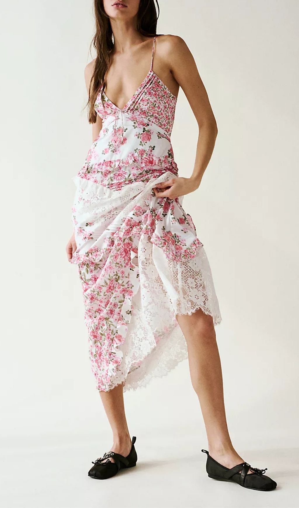 Georgia Romantic Pink Floral Lace V-Neck Maxi Dress | Spring & Summer Elegance