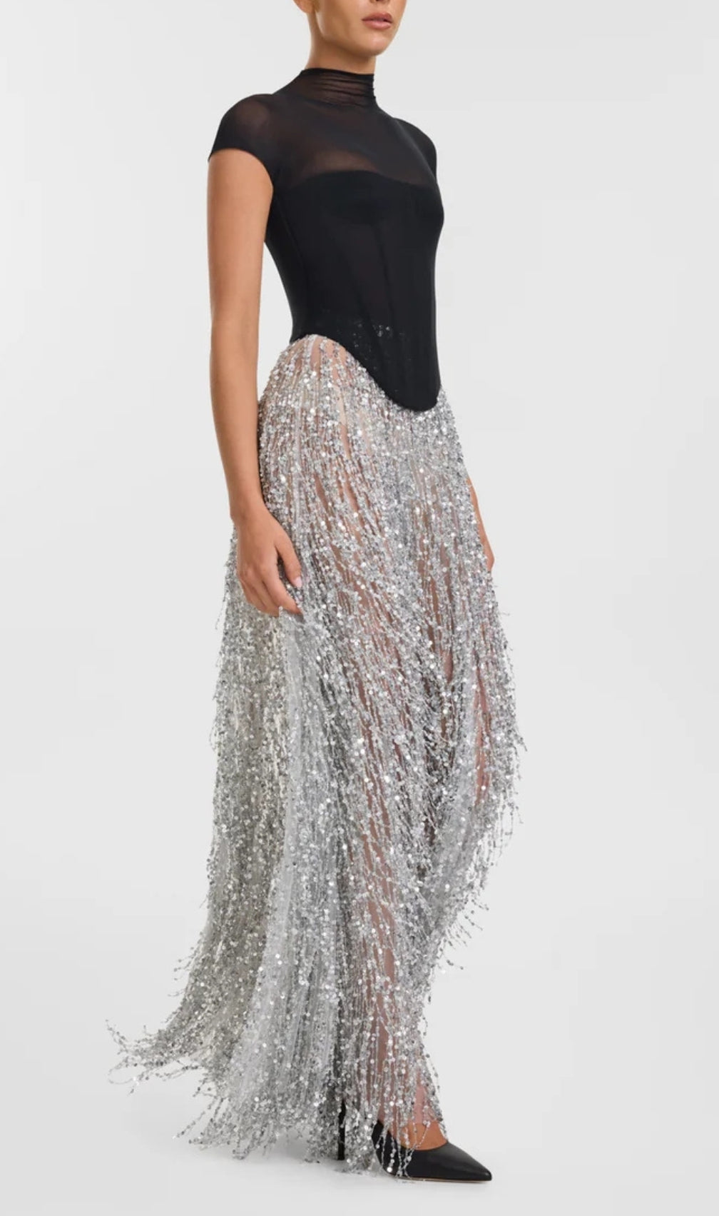 Donna Corset Tassel Sequin Maxi Dress