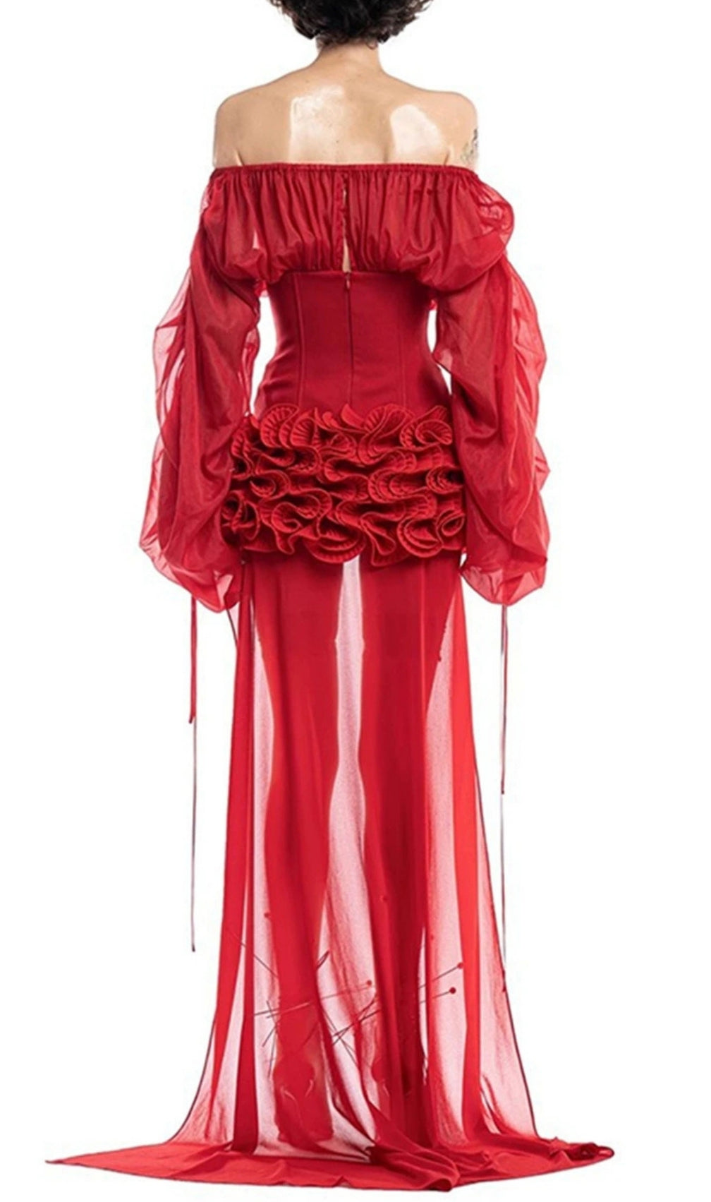 Francesca Red Corset Mesh Dress