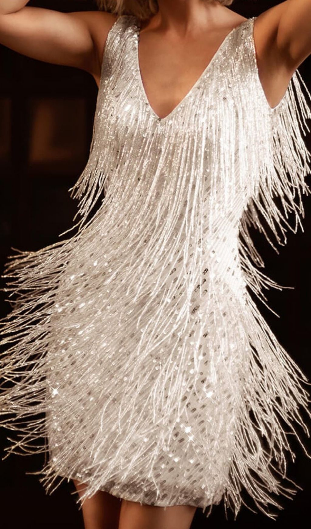 Laniyah Silver Tassel Mini Dress