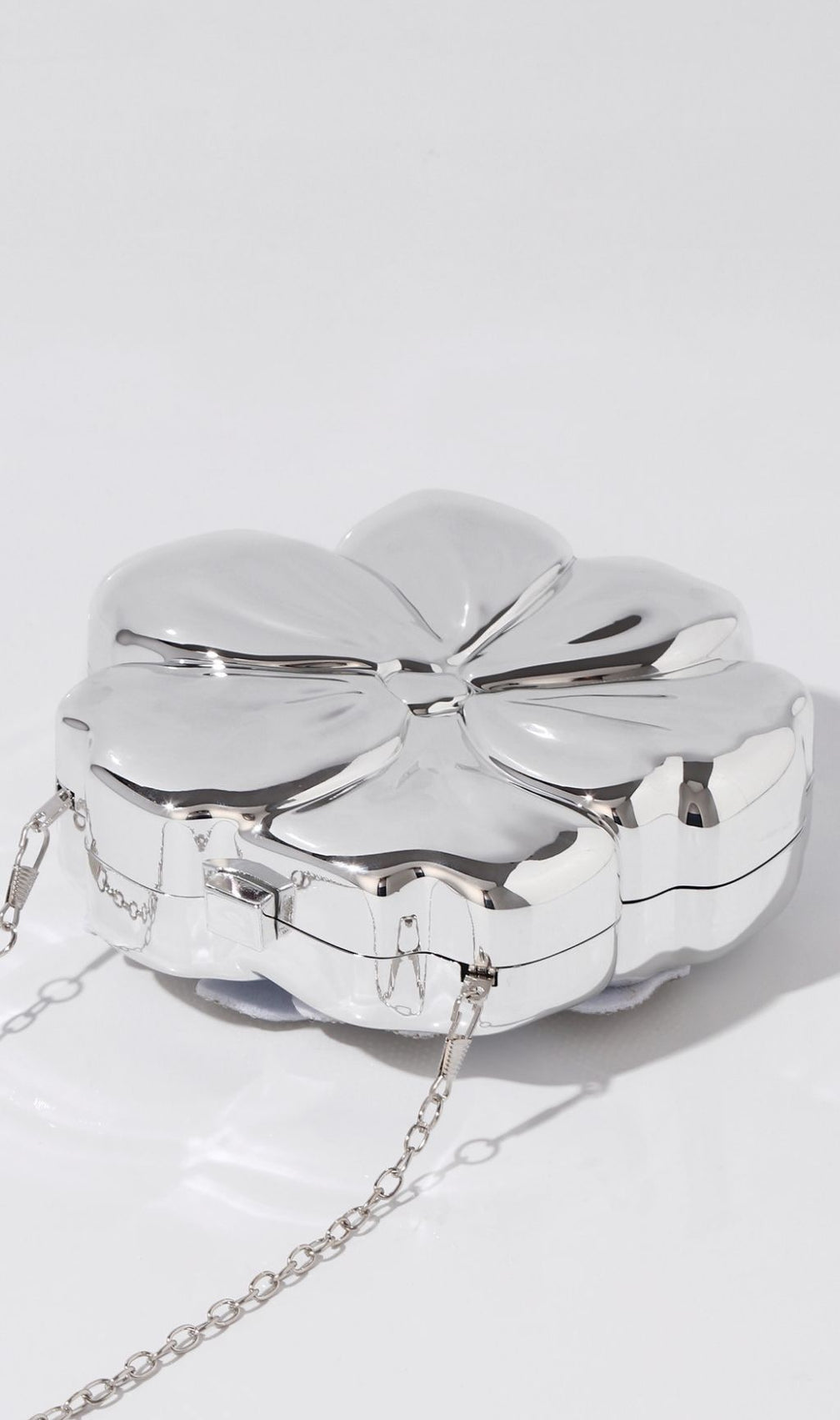 Khoi Luxe Silver Flower Diamante Clutch | Sparkling Evening Bag for Women