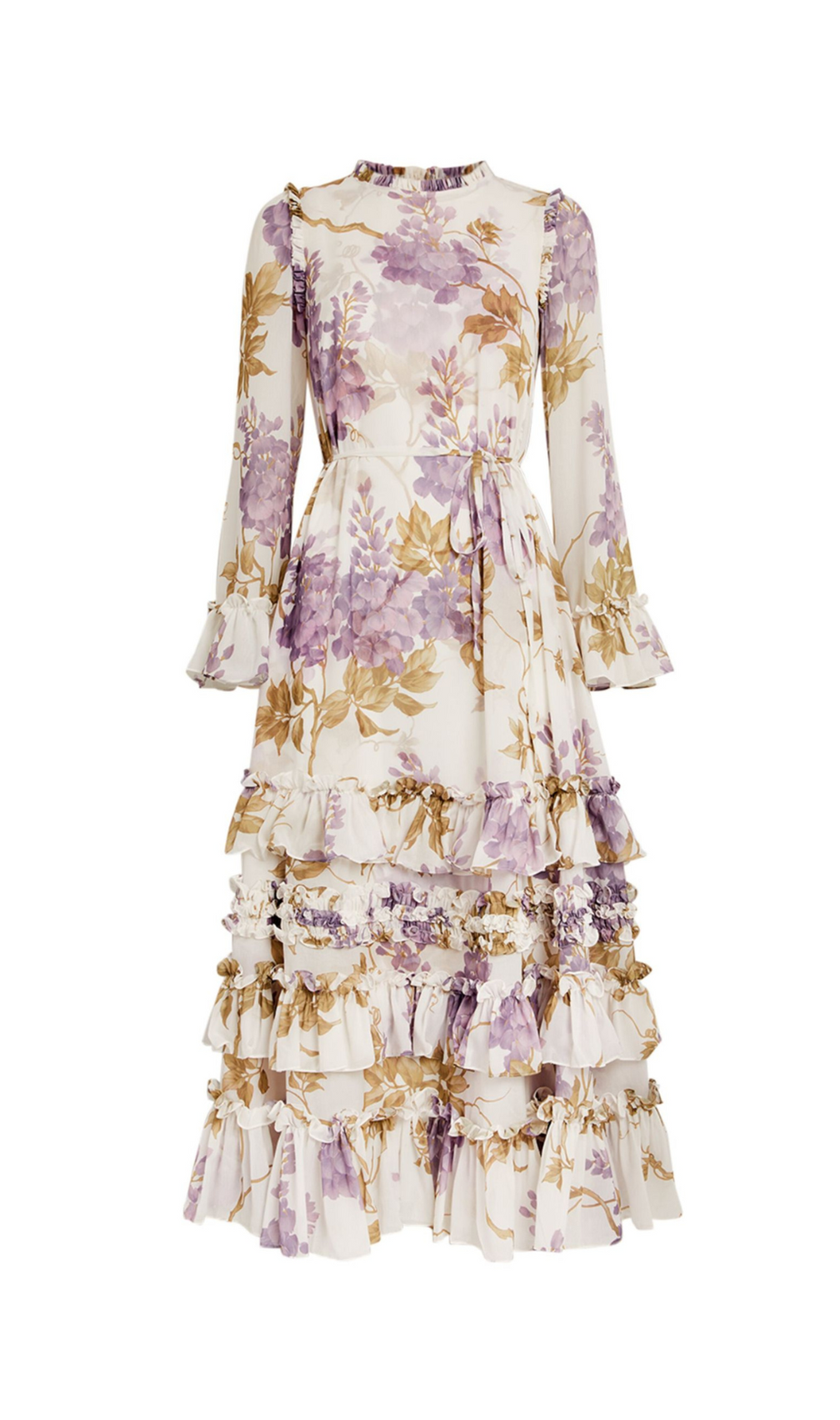 Alectrona Chiffon Wisteria Printed Midi Dress