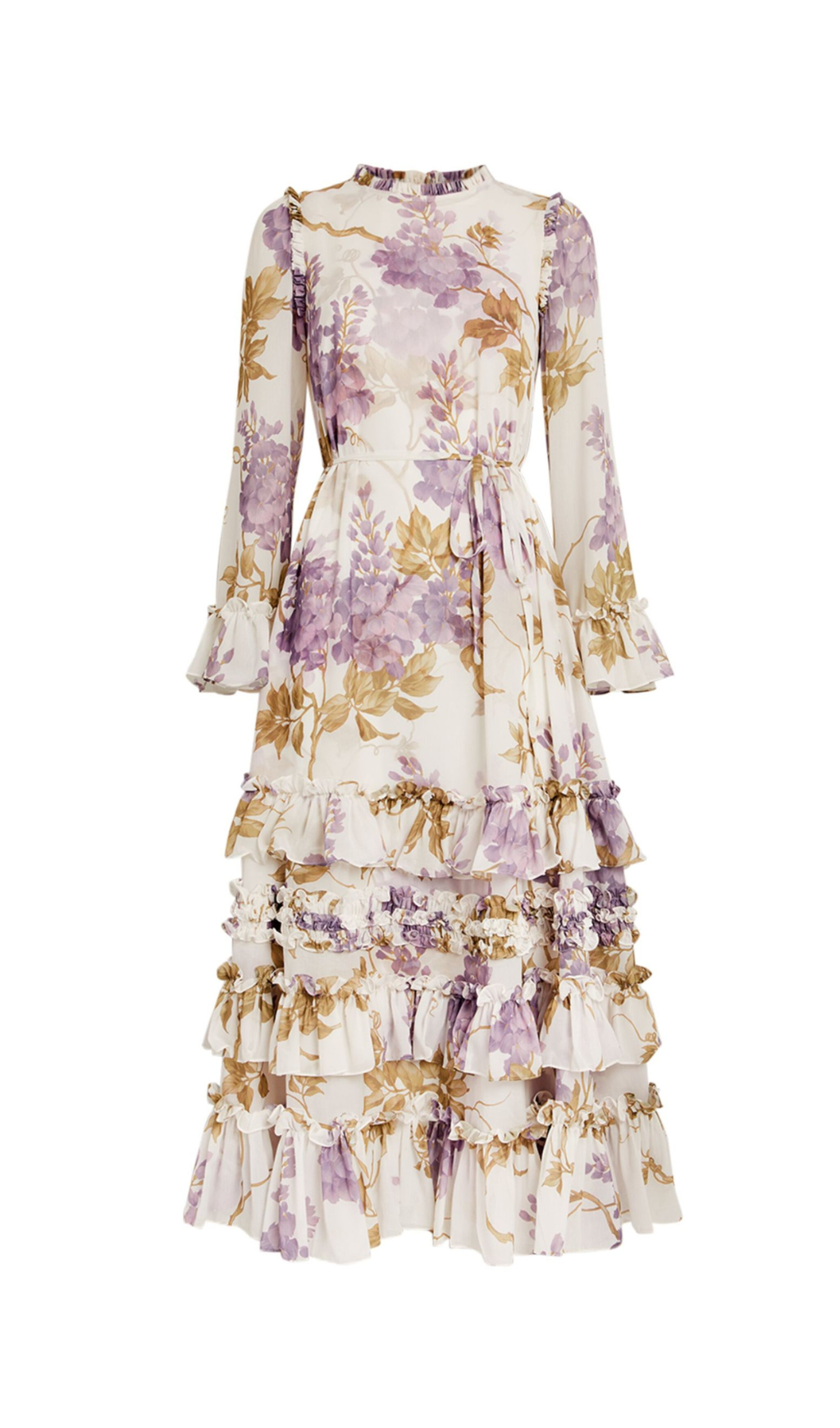Alectrona Chiffon Wisteria Printed Midi Dress