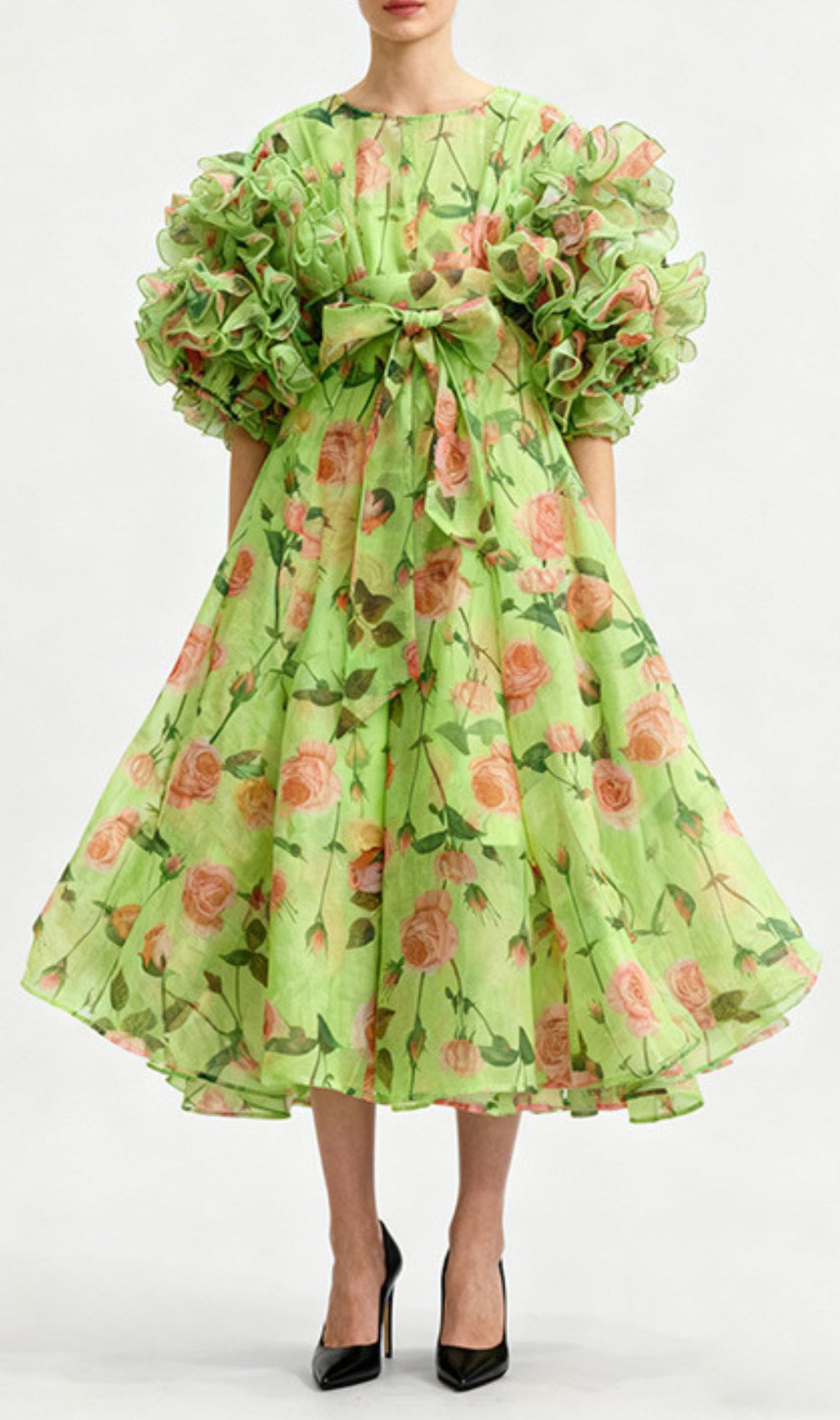 Jordin Romantic Ruffle Sleeve Floral Midi Dress | Women's Blue & Pink