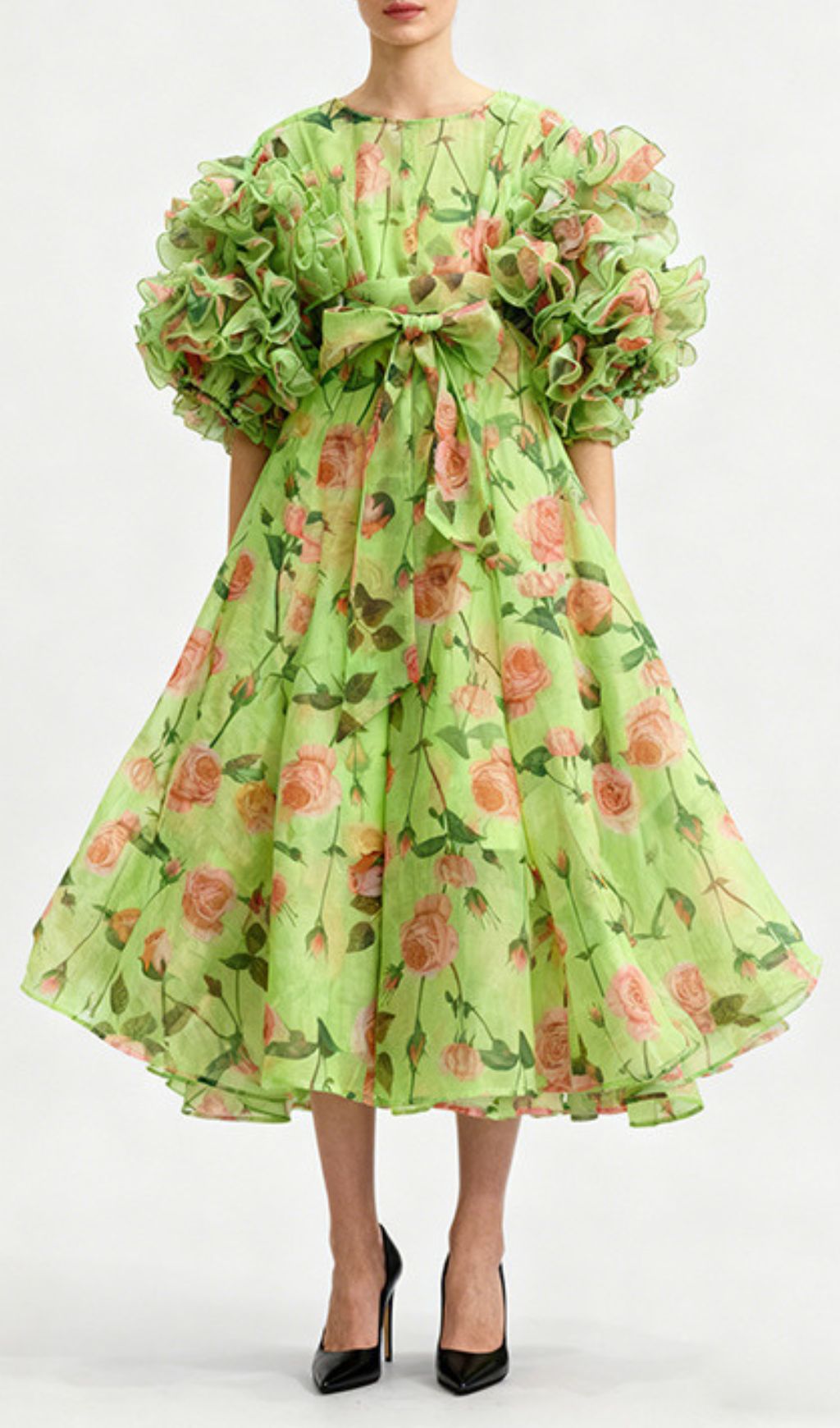 Jordin Romantic Ruffle Sleeve Floral Midi Dress | Women's Blue & Pink