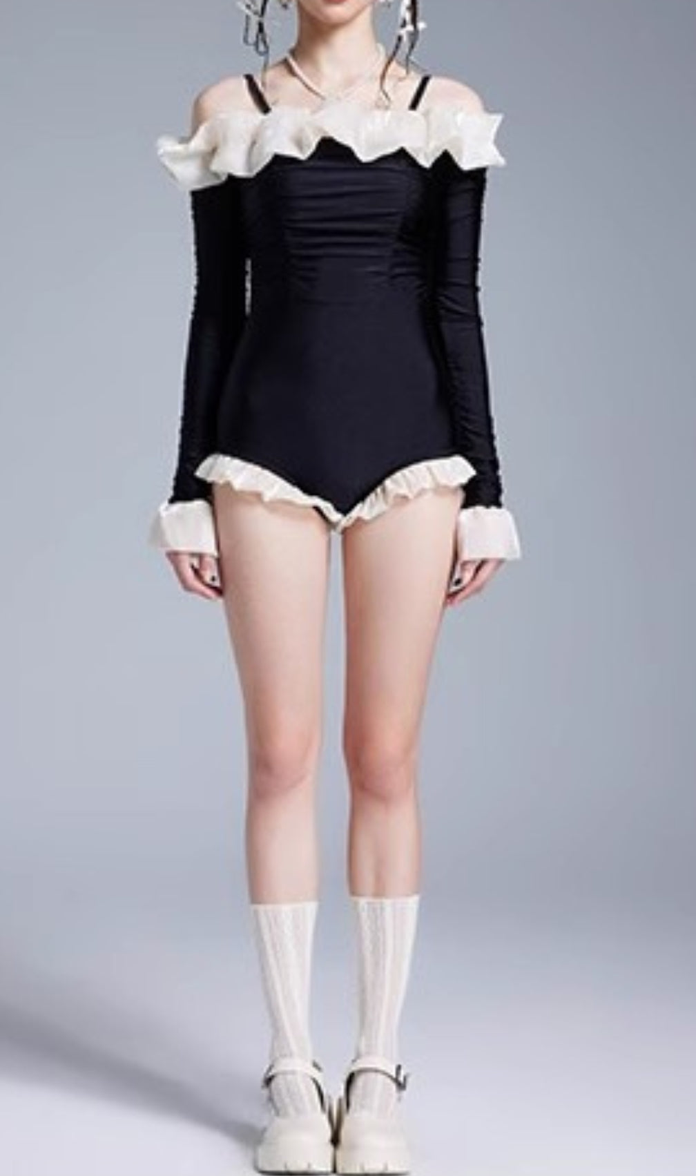 Donato Black Long Sleeve One-Piece Swimsuit