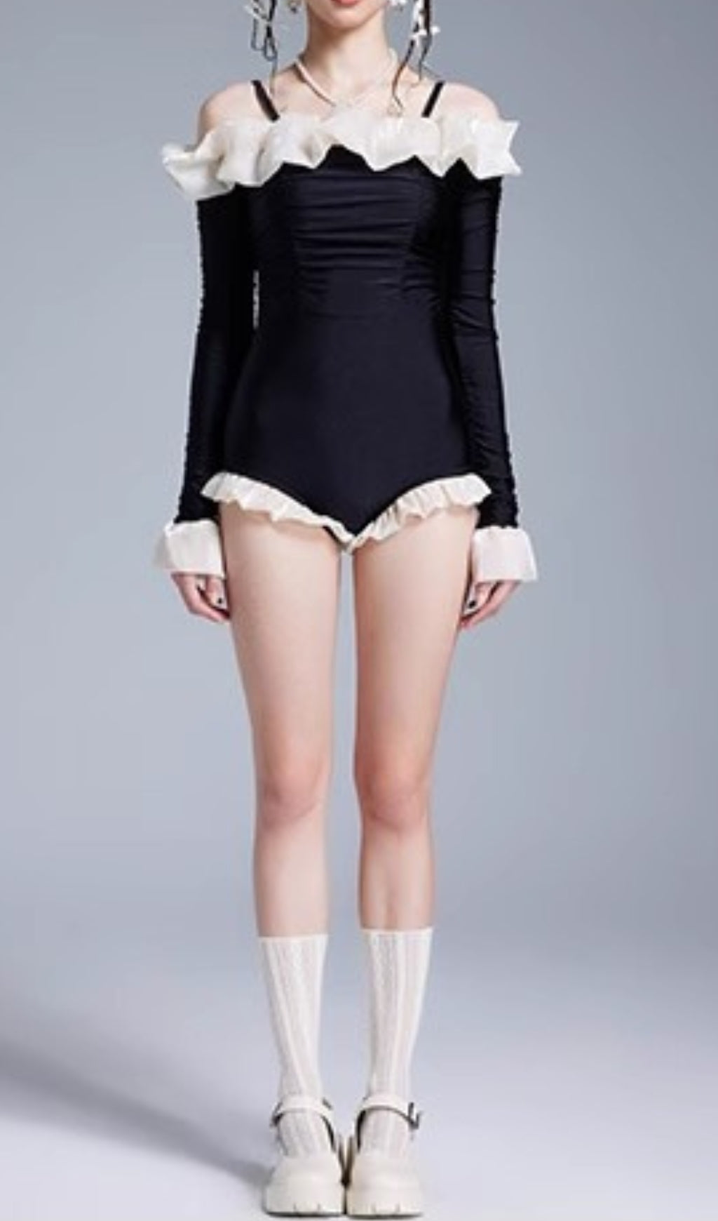 Donato Black Long Sleeve One-Piece Swimsuit