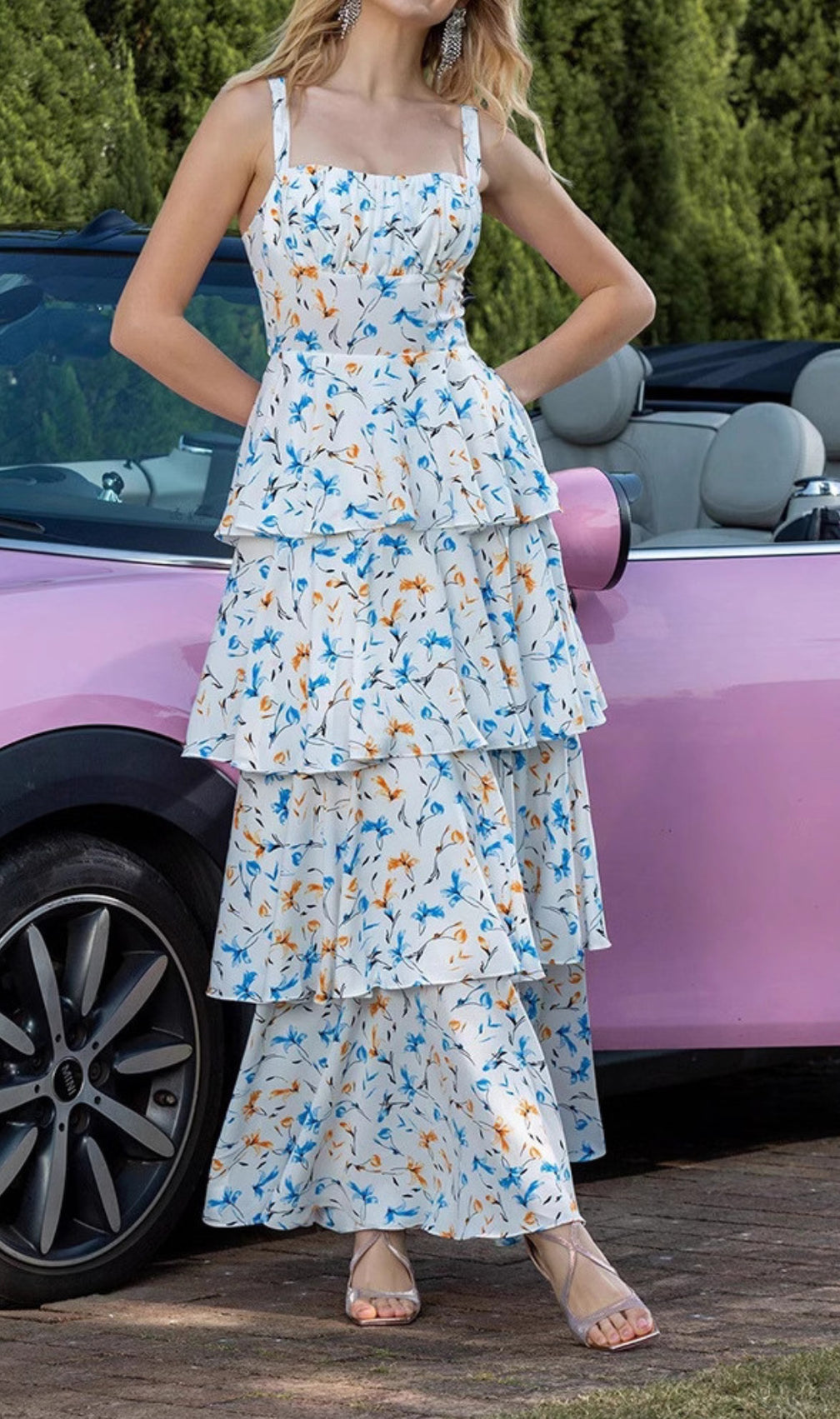 Dianthe Floral Printed Layered Maxi Dress