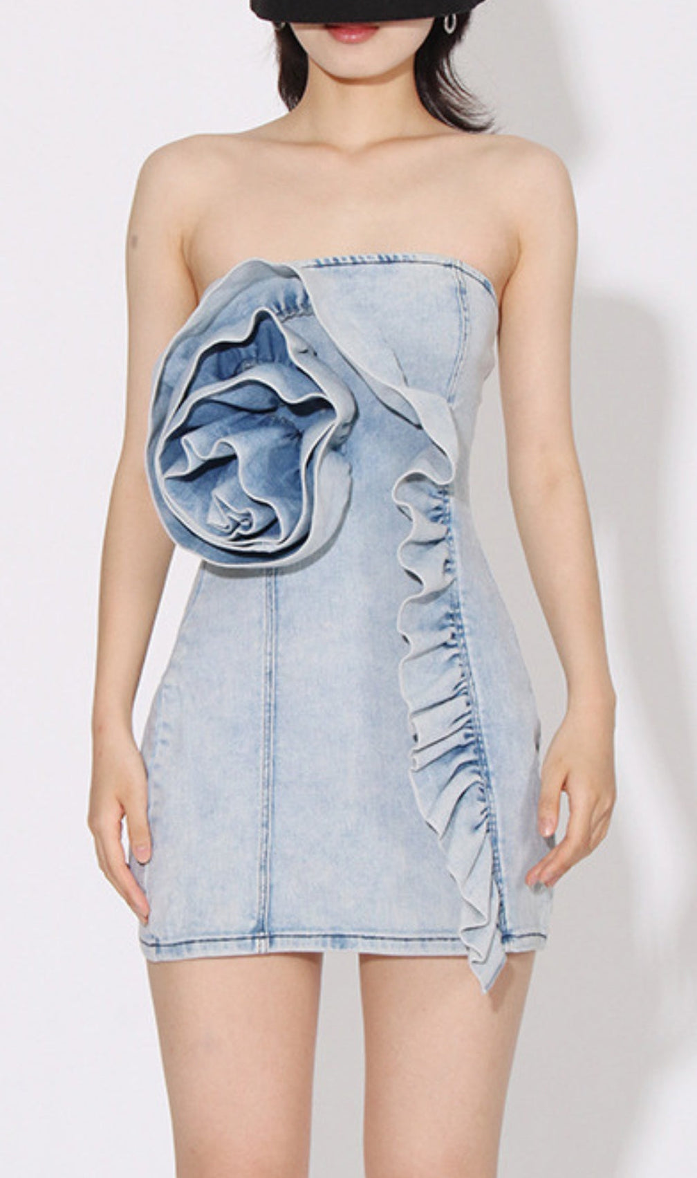 Asali Flower Denim Mini Dress