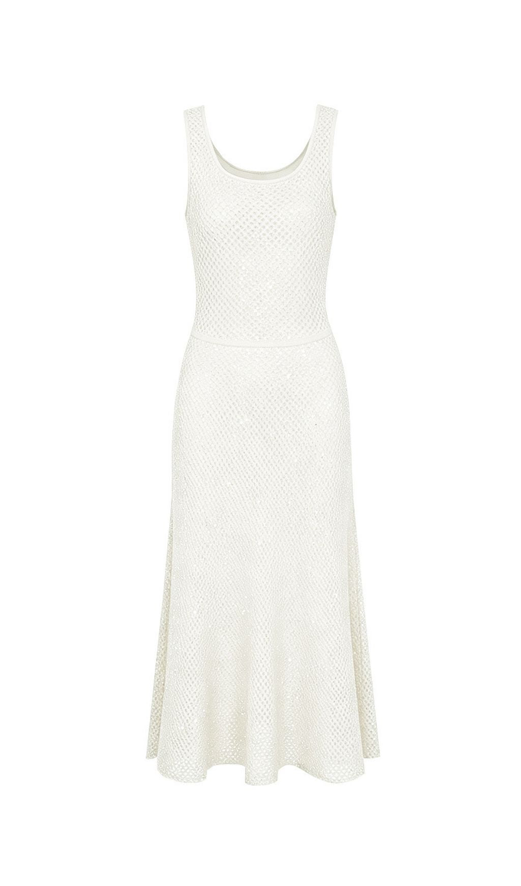 Kimbra White Sleeveless Sequin Knit Midi Dress