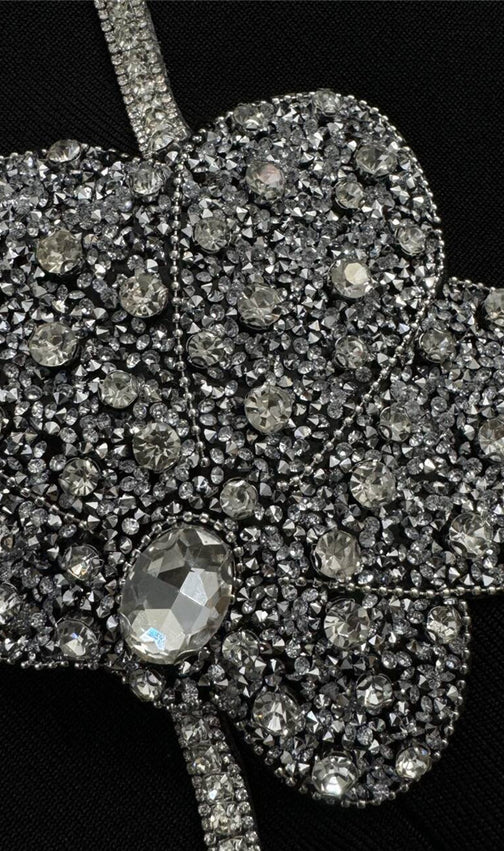 Galatia Black Diamante Long Sleeve Maxi Dress