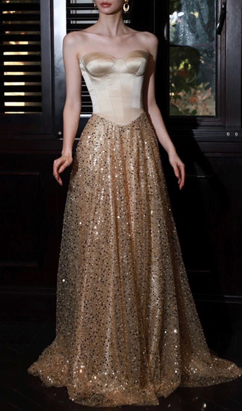 Kristi Gold Strapless Sequin Maxi Dress