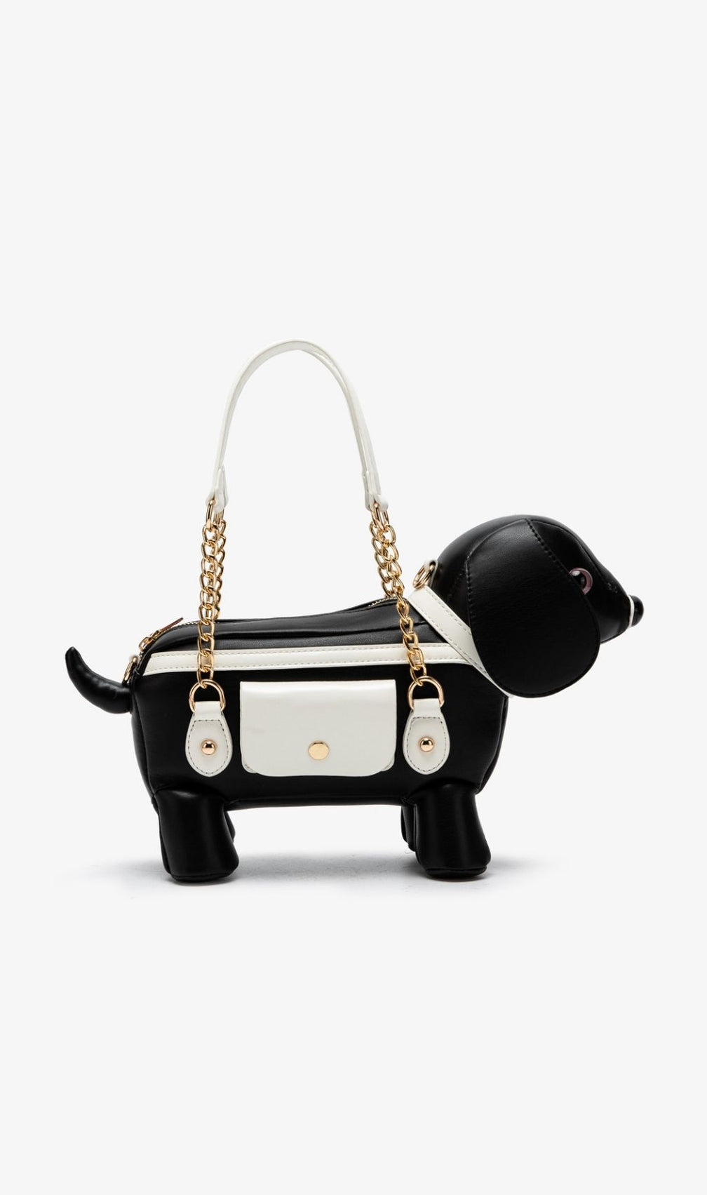 Khari Chic Dachshund Dog Handbag - Black & White Statement Bag